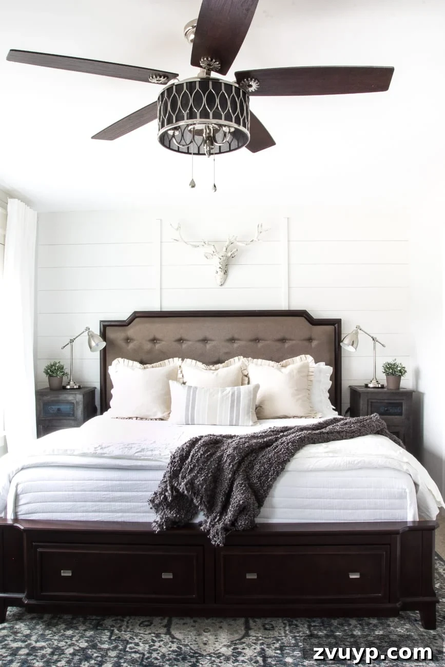 The Off White Paints Designers Swear By 7 Sherwin Williams Alabaster paint color in a relaxing primary bedroom
