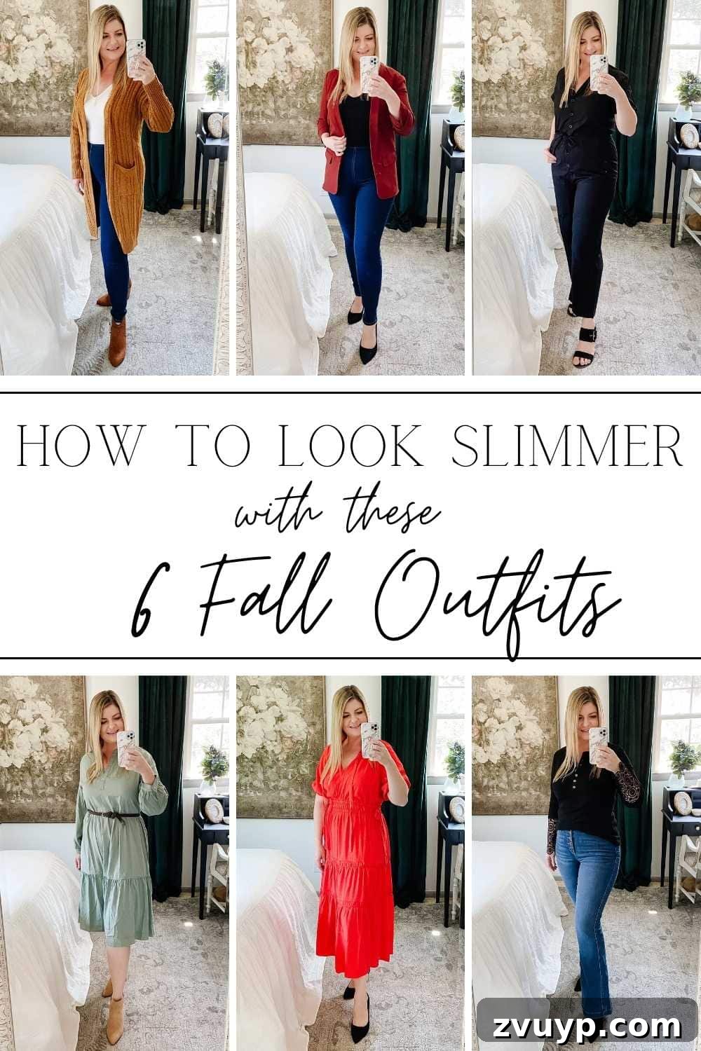 Unlock a Slimmer You: 6 Fall Outfits for Effortless Style 2 14 fashion styling tricks to help you look slimmer along with 6 budget-friendly fall outfits from Walmart.