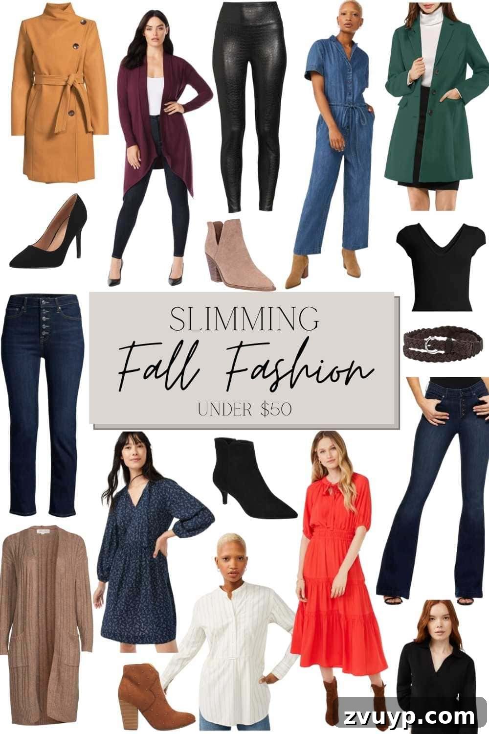 Unlock a Slimmer You: 6 Fall Outfits for Effortless Style 9 Slimming Fall Fashion Under $50 | 14 fashion styling tricks to help you look slimmer along with 6 budget-friendly fall outfits from Walmart.