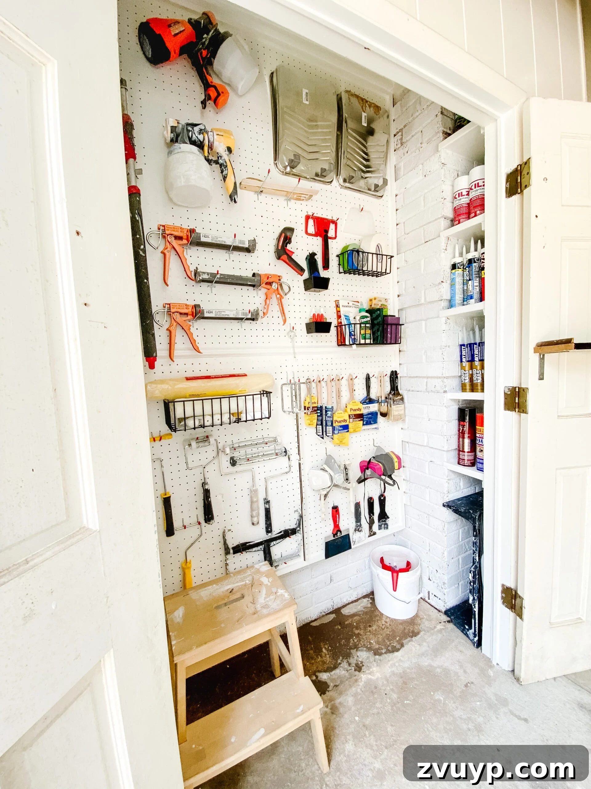 Clever Paint Storage Closet Solutions 8 pegboard organizer paint supplies