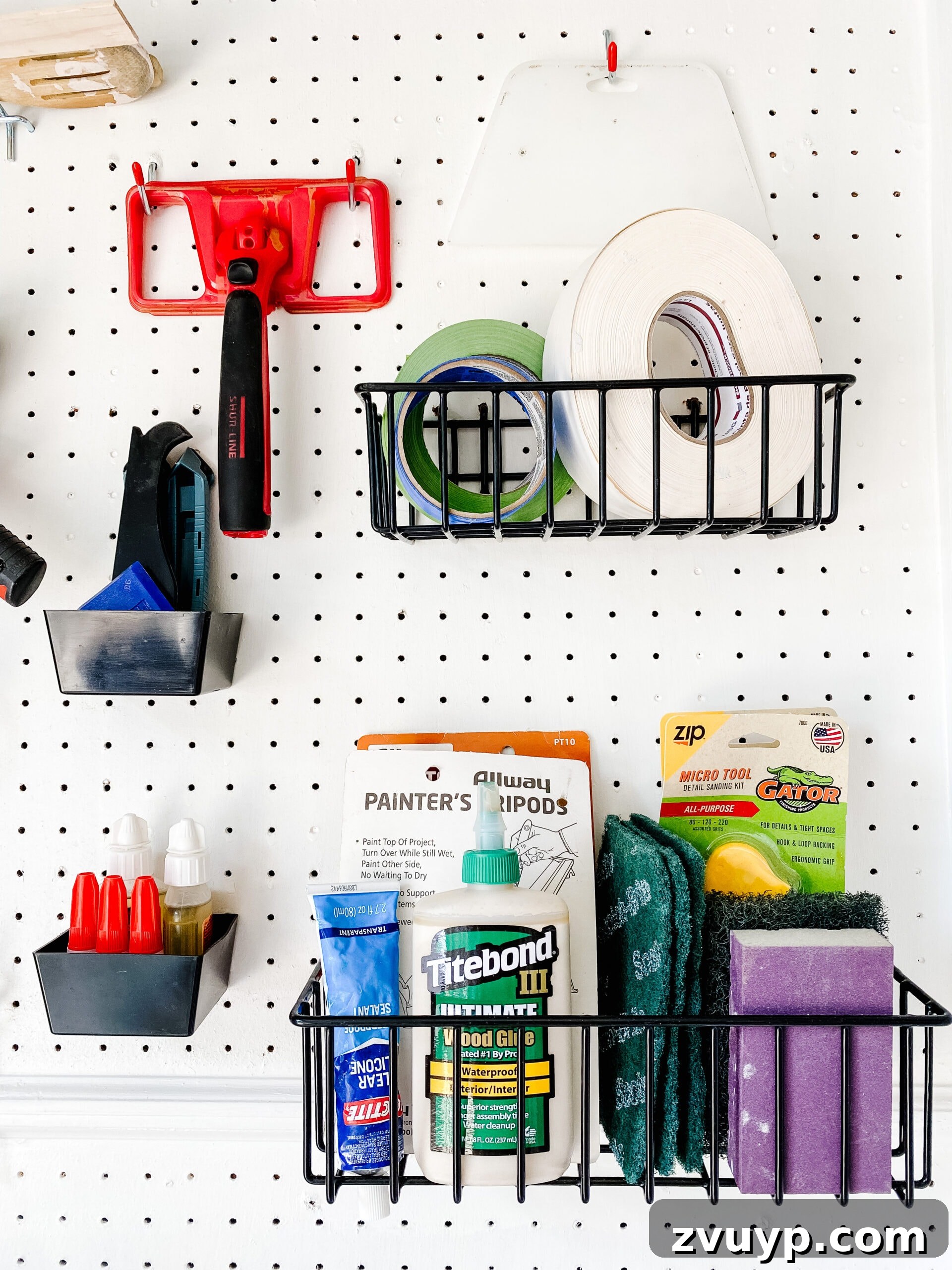 Clever Paint Storage Closet Solutions 10 pegboard baskets for storing project supplies