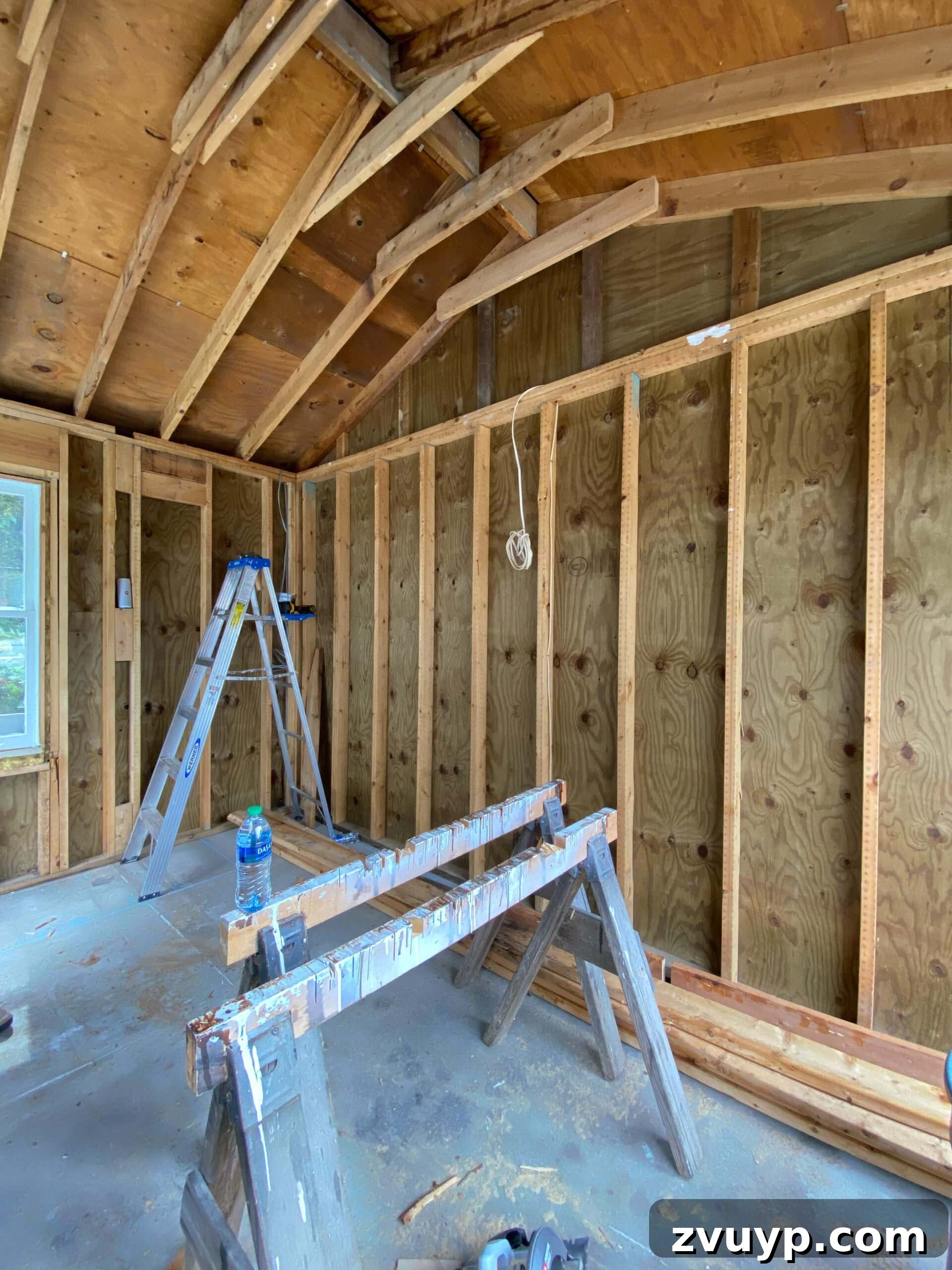 Building Our Fitness Sanctuary: From Design Board to Shed Reality 4 Interior view of small workout shed before renovation