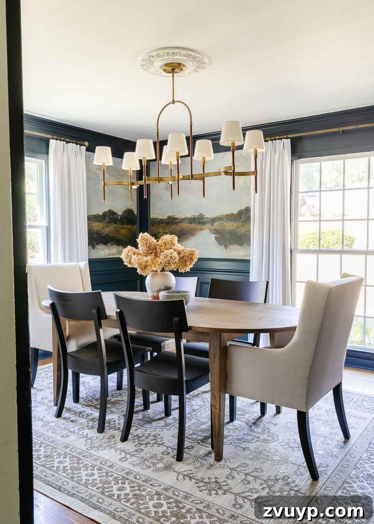 Dining Room's Grand Canvas: Antique Mural Wallpaper 13 modern classic dining room