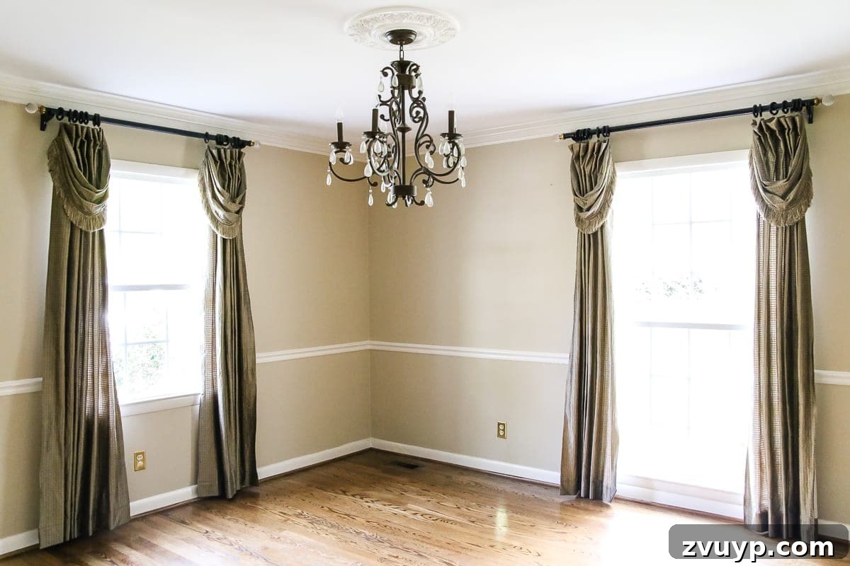 Dining Room's Grand Canvas: Antique Mural Wallpaper 3 dining room before