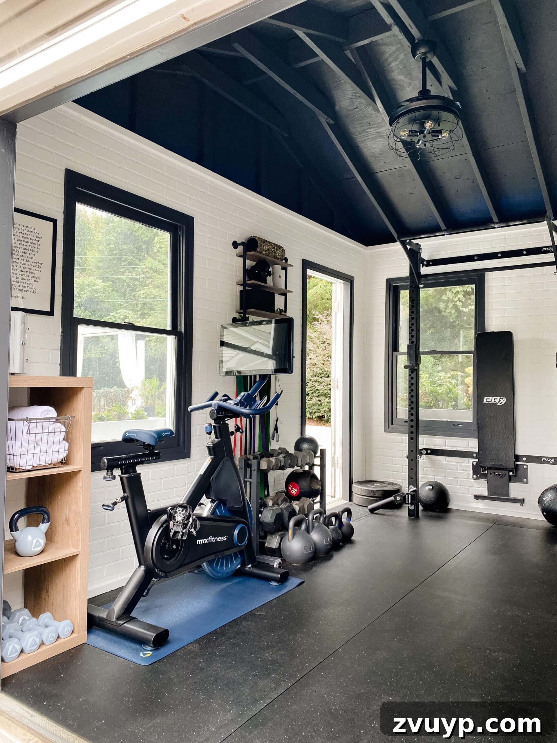 Budget Shed Gym Transform Your Space into a Home Fitness Zone 4 at home gym shed with cardio bike and weight lifting area