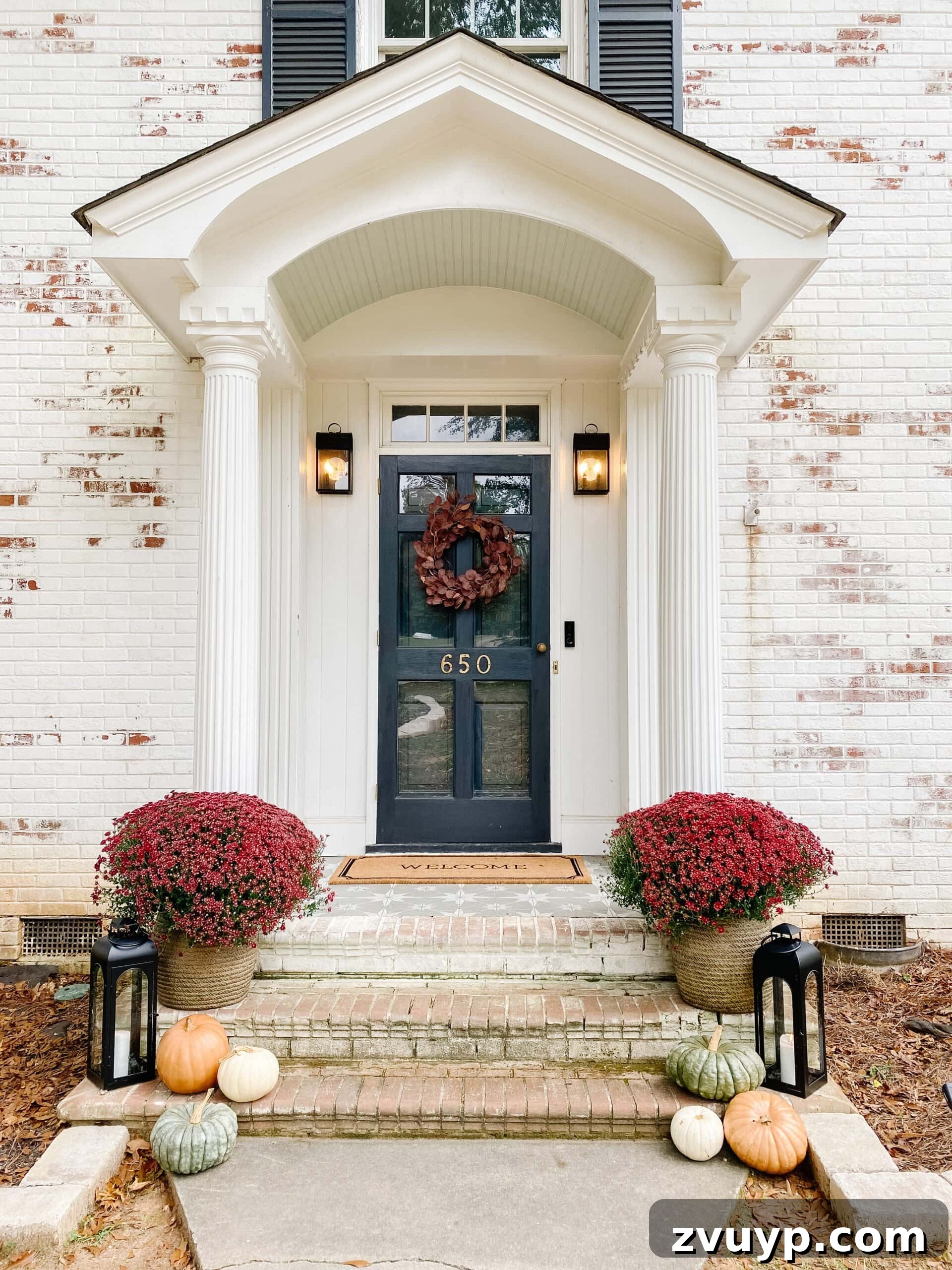 Prevent Pumpkin Rot 1 Minute Hack 8 fall front porch with preserved pumpkins, lanterns, and mums