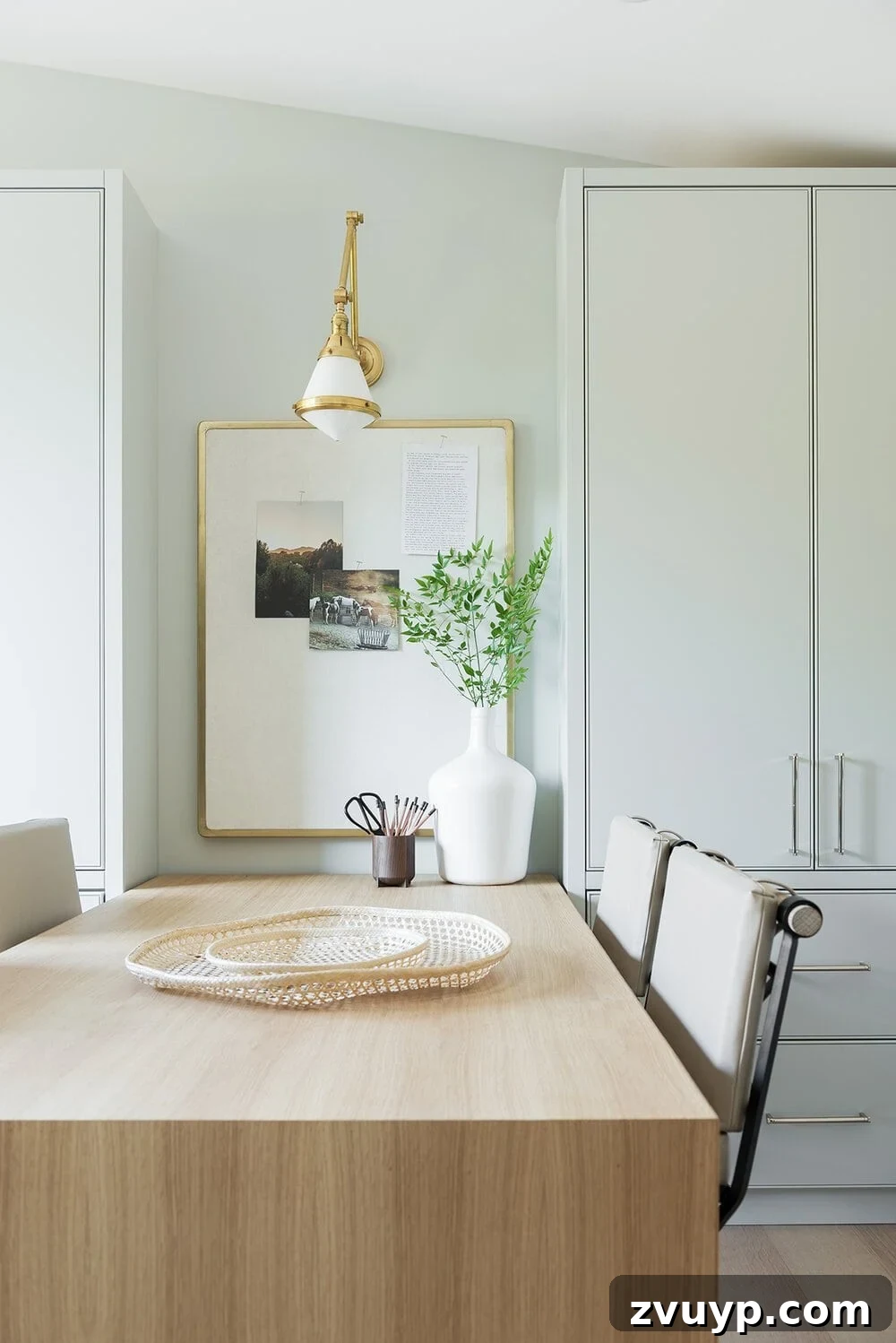 Blue-Grey Hues for a Tranquil Home Oasis 8 Sherwin Williams Sky High - a light and uplifting blue grey paint color