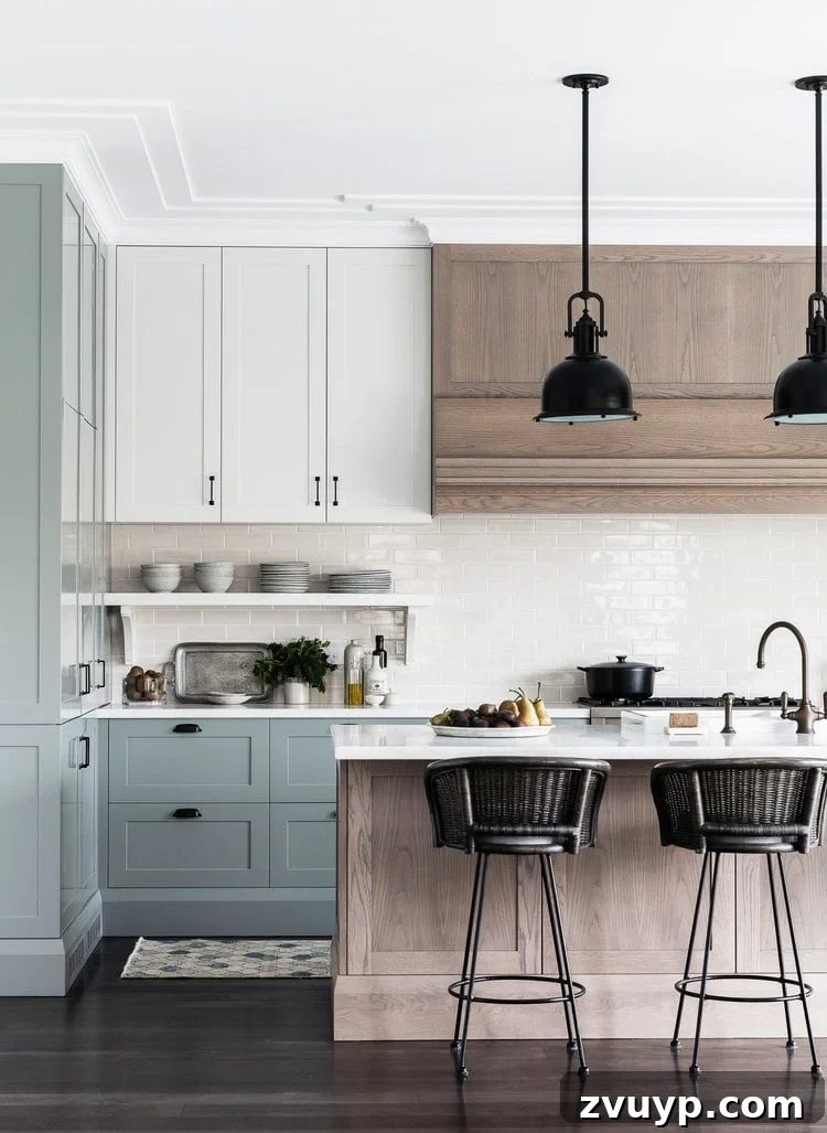 Blue-Grey Hues for a Tranquil Home Oasis 9 Benjamin Moore Water's Edge - a tranquil blue grey paint good for kitchens and trim