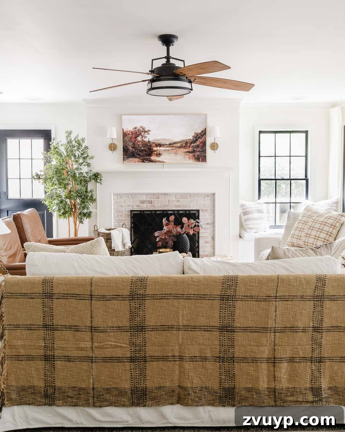 fall living room with fall art