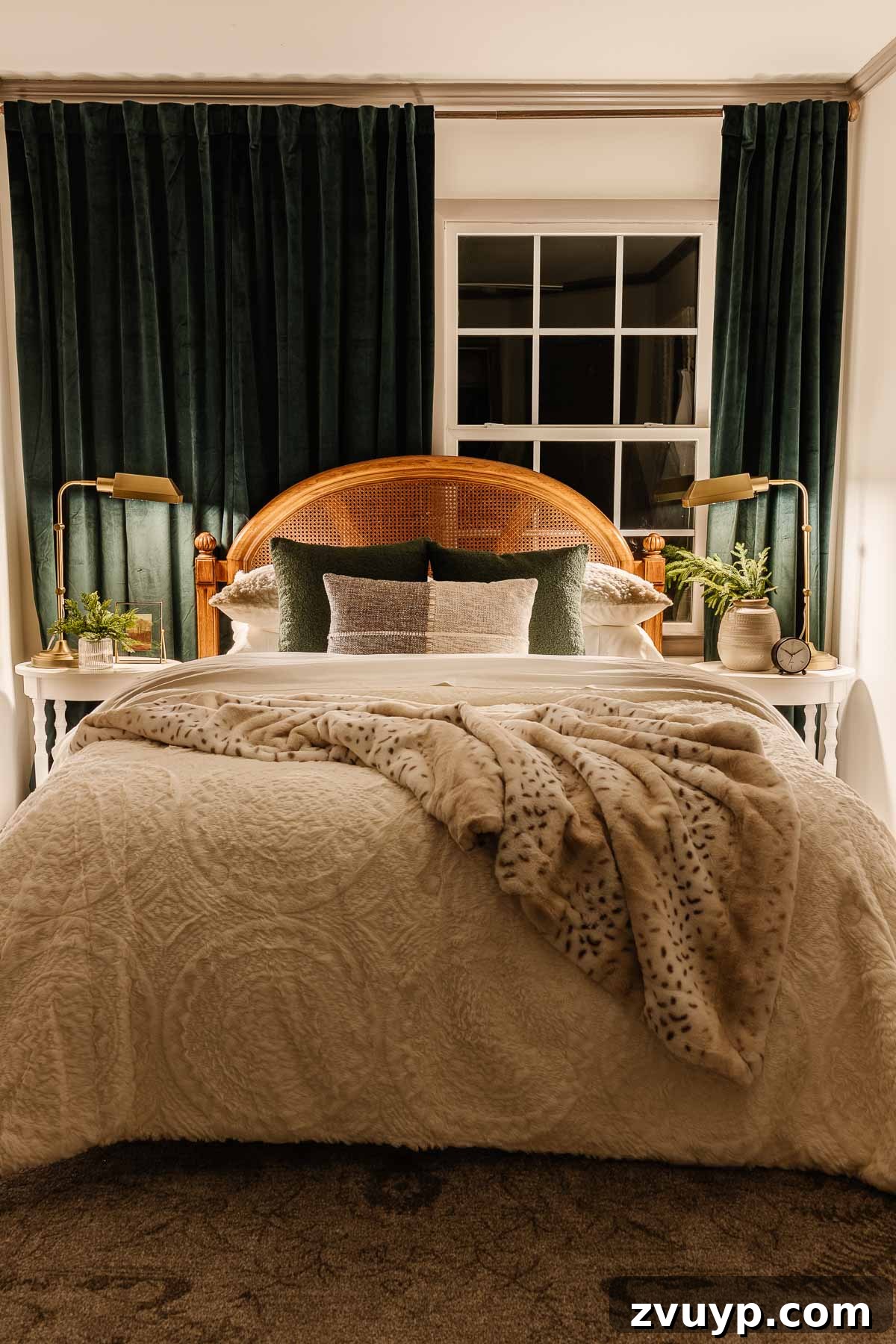 Dreaming of a Budget Christmas: Festive Bedding for Peaceful Nights 12 Cozy winter bedroom at night, illuminated by soft lights, perfect for relaxation.