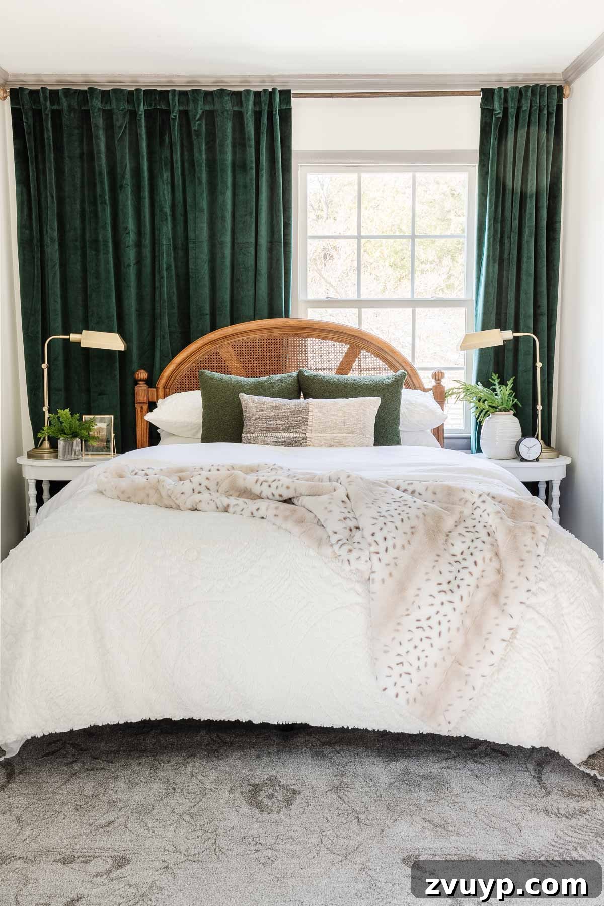 Dreaming of a Budget Christmas: Festive Bedding for Peaceful Nights 3 Green and white Christmas bedding in a cozy winter bedroom, featuring earthy tones and soft textures.