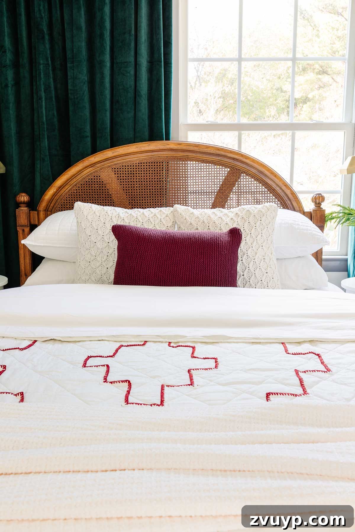 Dreaming of a Budget Christmas: Festive Bedding for Peaceful Nights 8 Red and white Christmas bedding with festive accents, creating a cozy and classic holiday look.