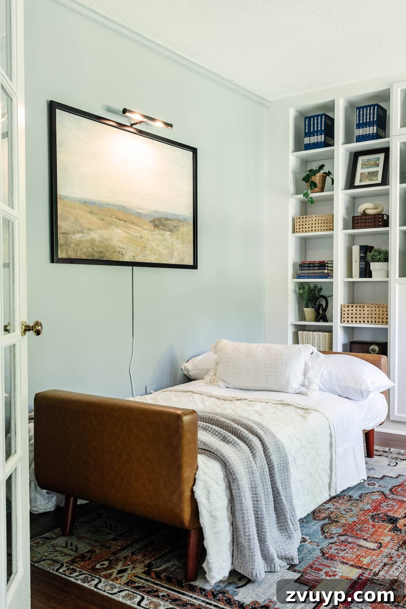 12 Brilliant Air Mattress Hacks for the Ultimate Guest Experience 13 temporary bed in home office using a futon