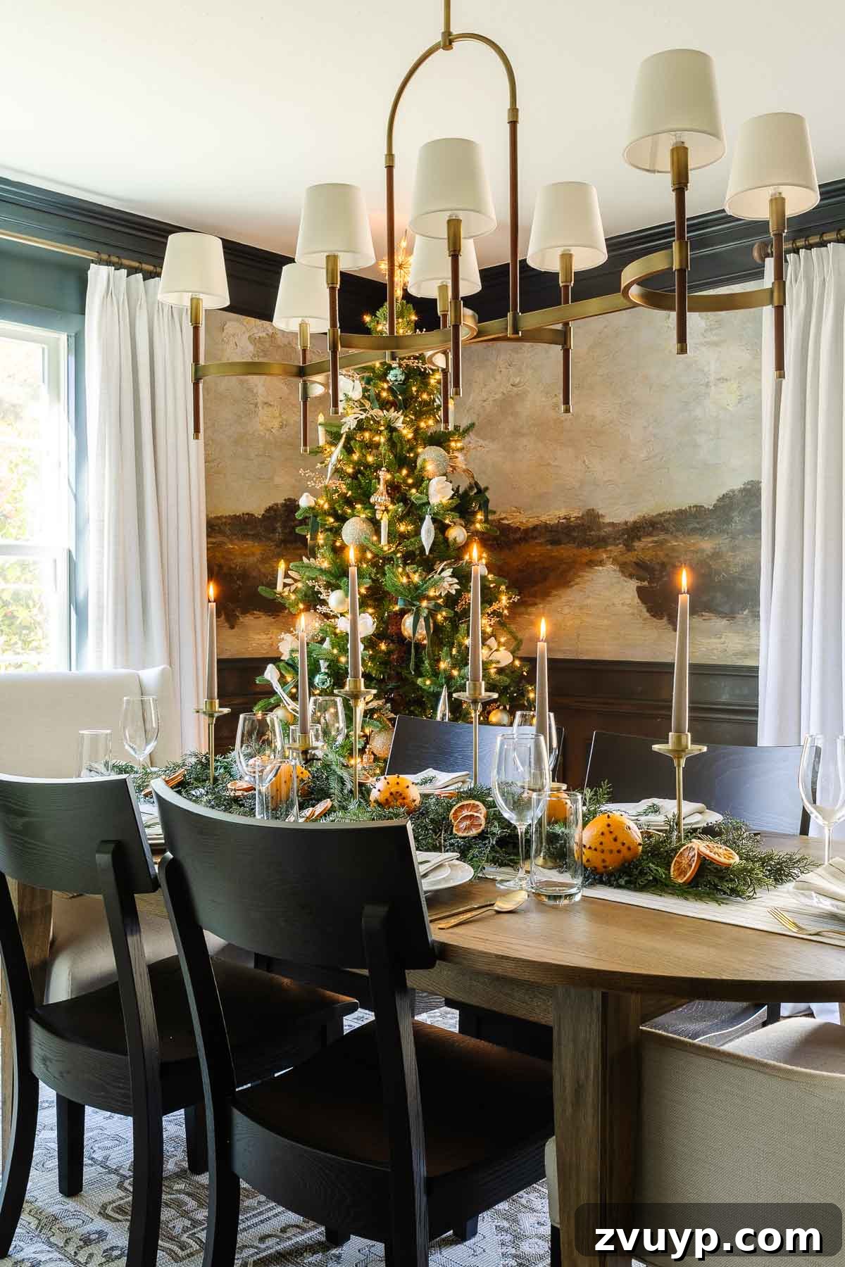 Elegant Christmas Tablescapes for Less 3 Elegant Christmas dining room decor showcasing a vintage-inspired table centerpiece with natural elements