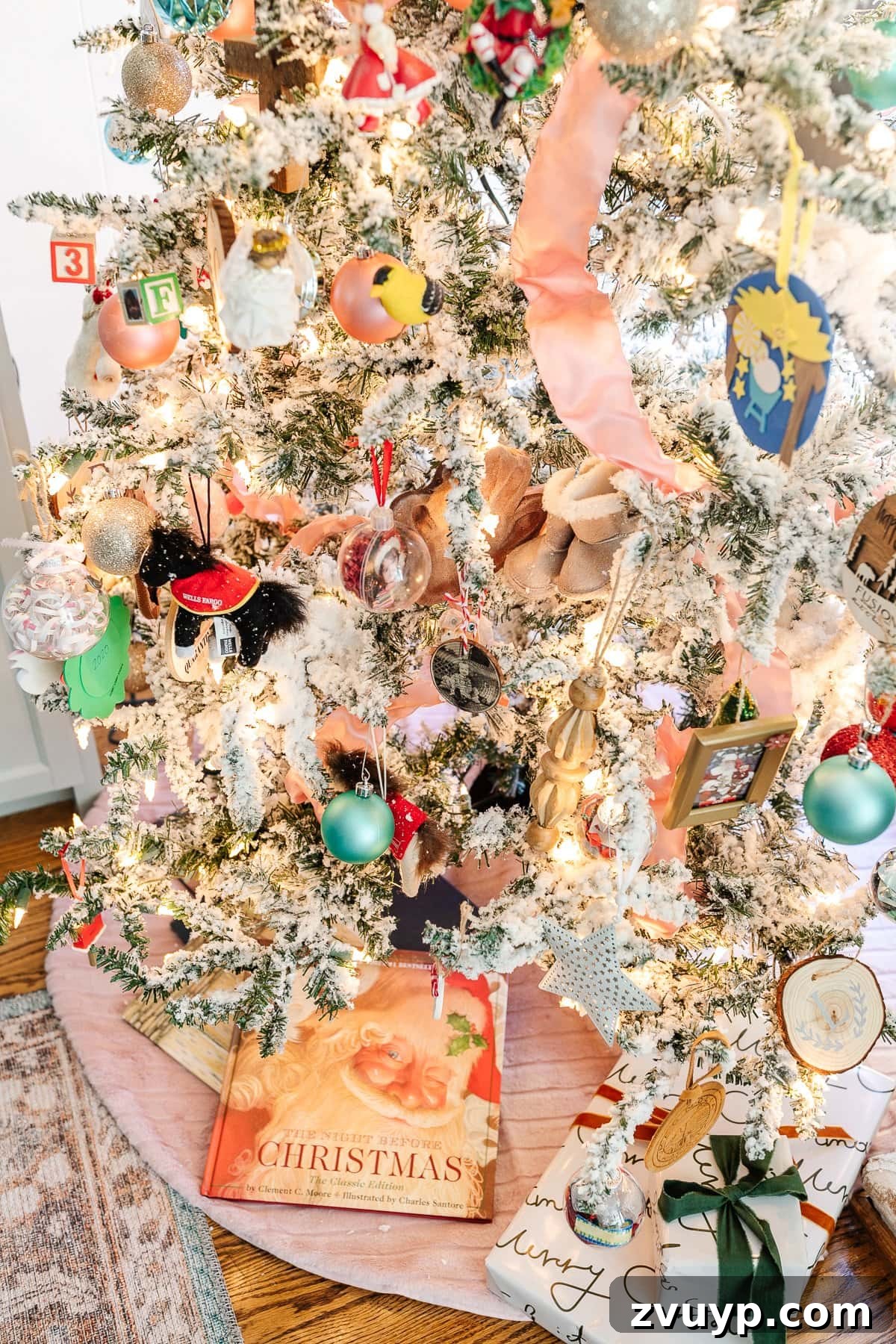 2021 Holiday Home Tour Classic Christmas Decor 21 kids Christmas tree with family ornaments