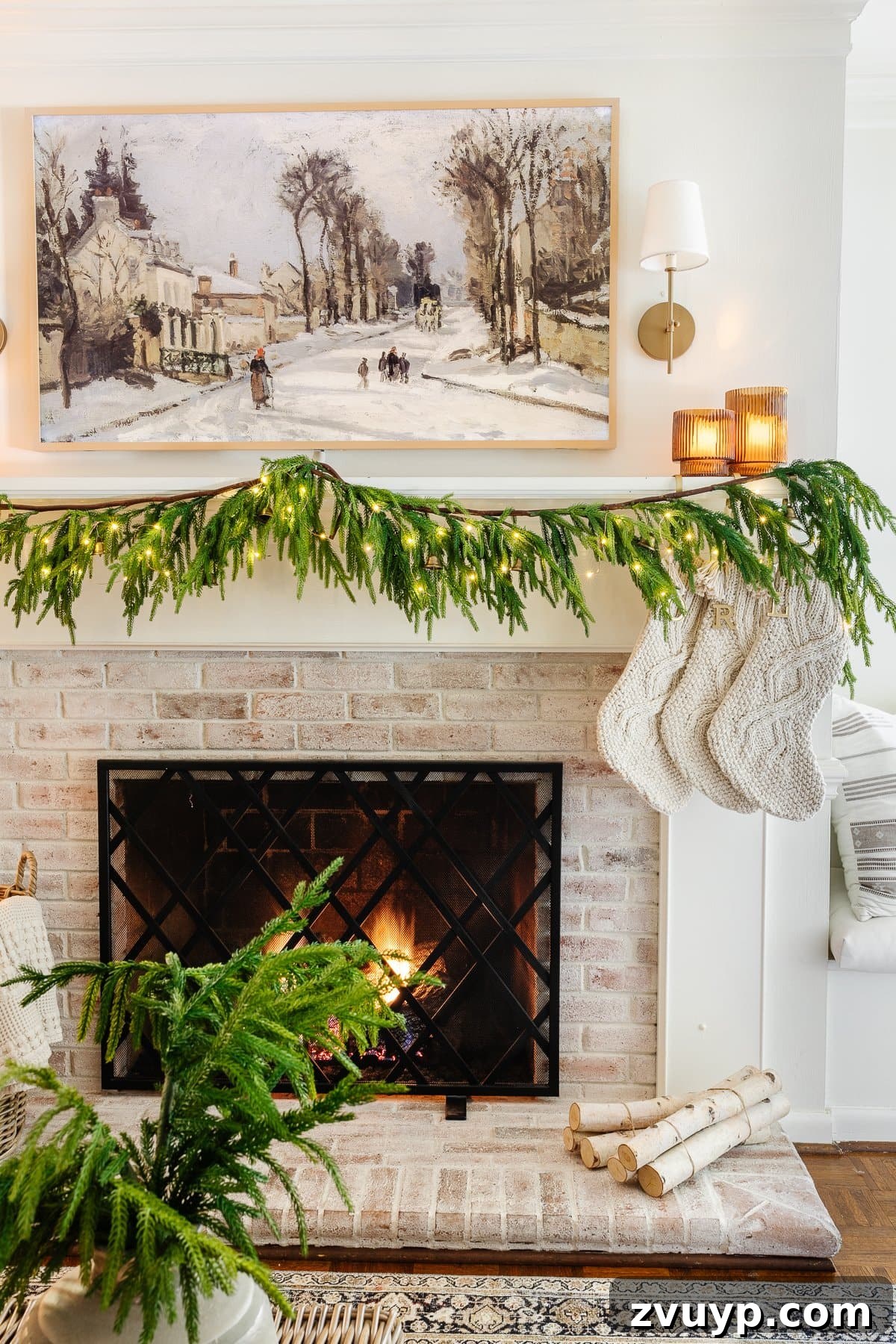 2021 Holiday Home Tour Classic Christmas Decor 28 Christmas art TV Samsung Frame