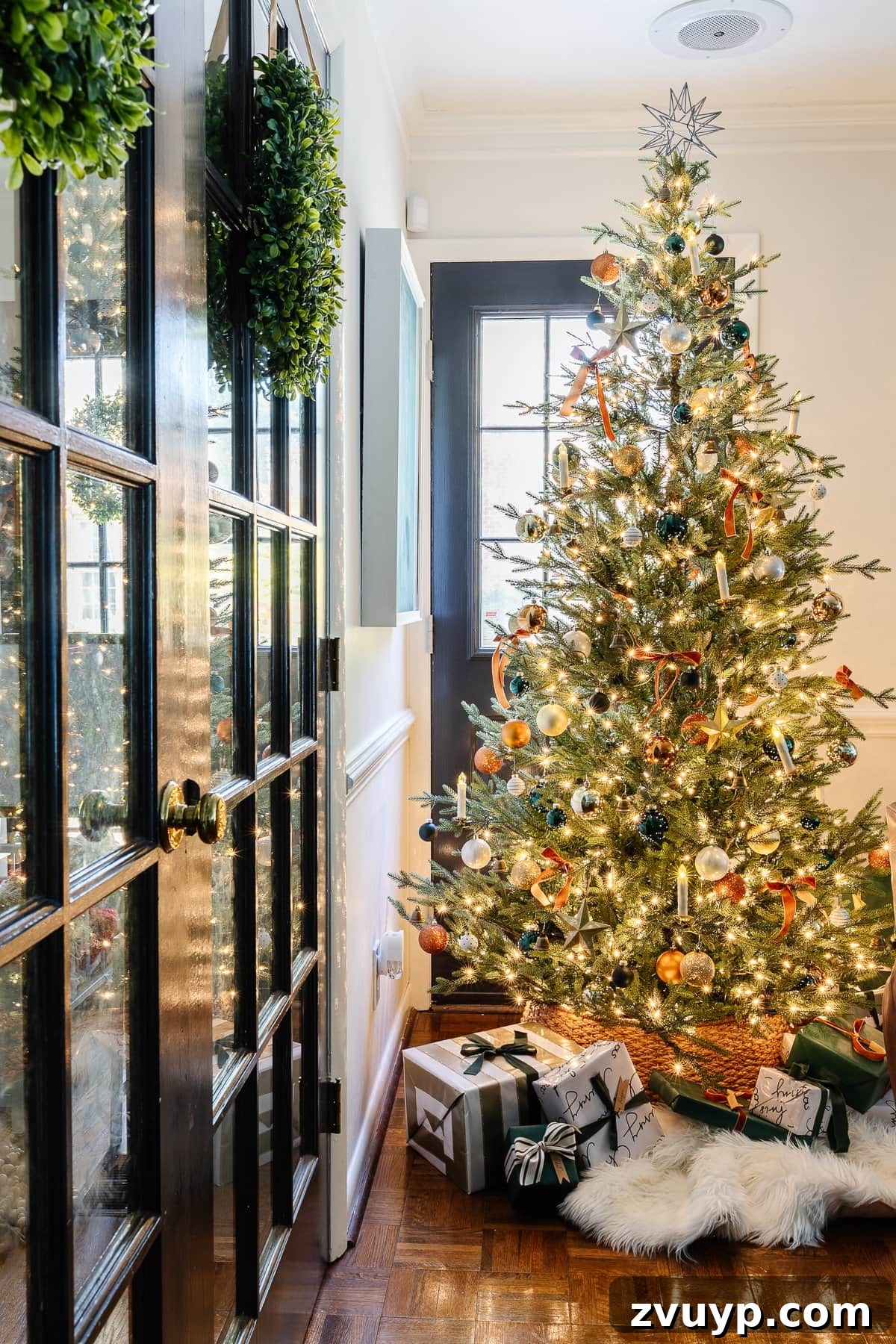 2021 Holiday Home Tour Classic Christmas Decor 38 green and copper christmas tree