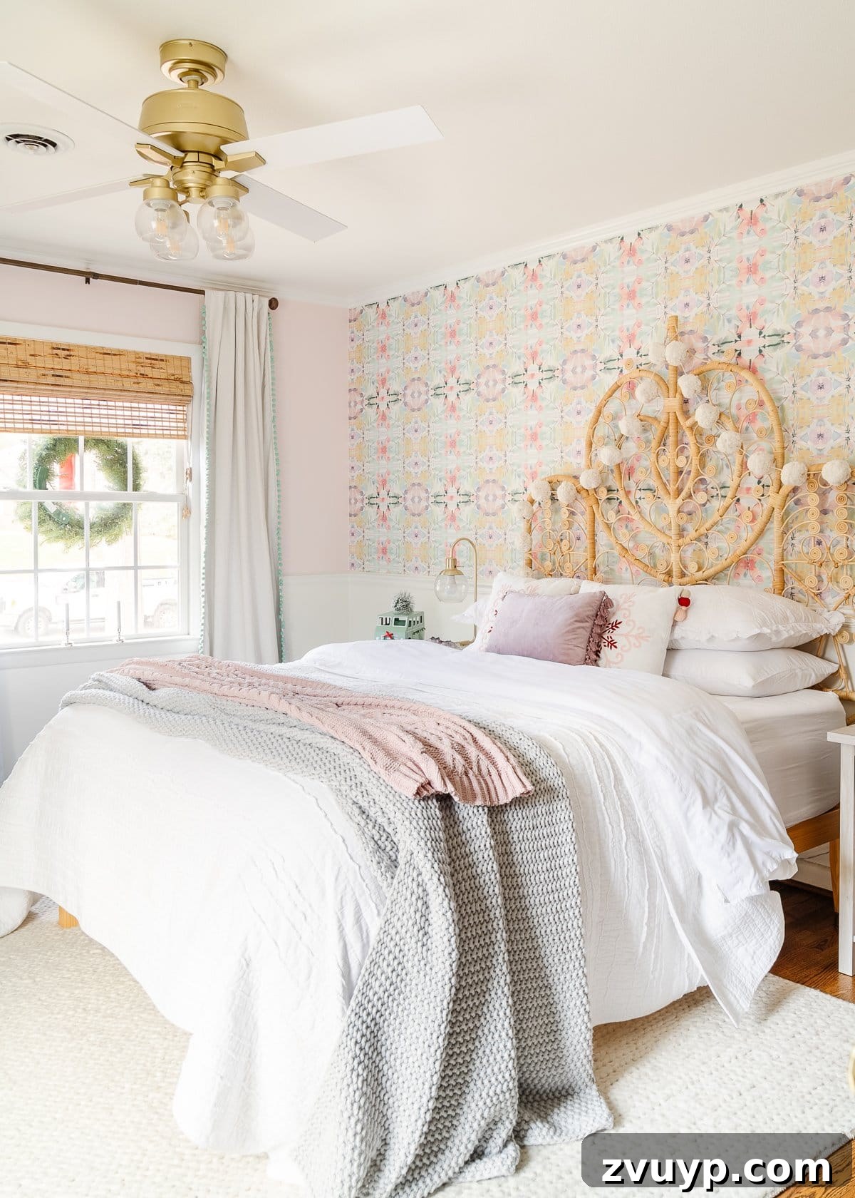 Simple Festive Touches for a Winter Cozy Bedroom 15 pink Christmas bedroom decor