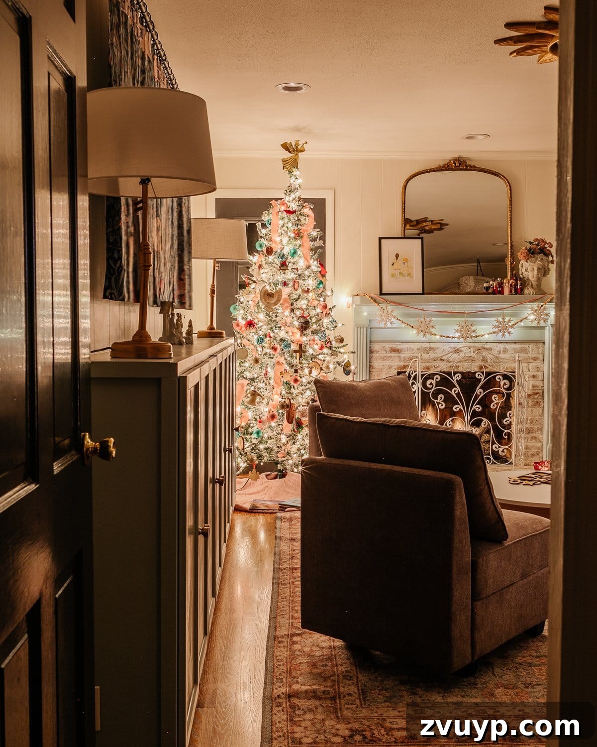 Enchanted Glow Tour 18 A festive Christmas playroom at night, softly lit by holiday lights and ambient glow, creating a magical and inviting space for children during the holiday season.