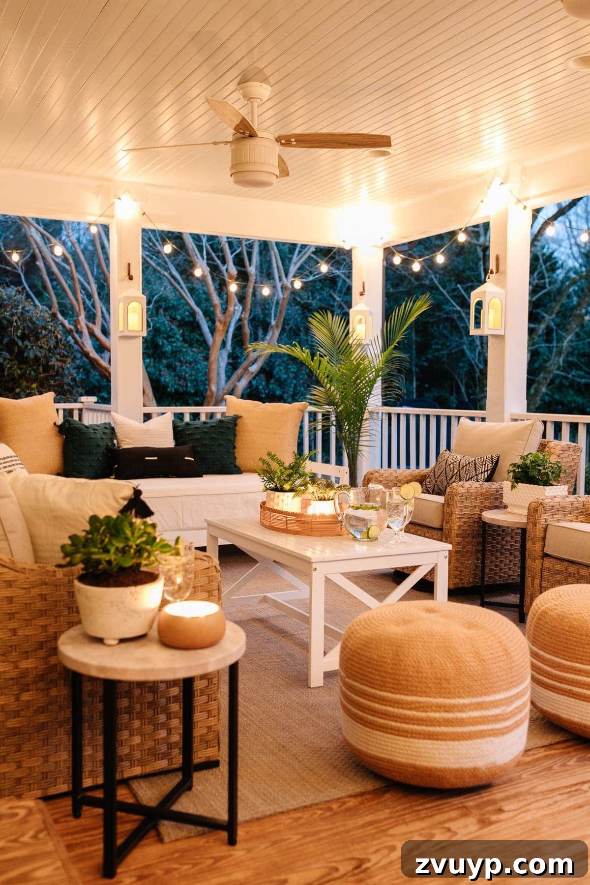 Our 21 Most Impressive Room Transformations of 2021 11 After: Our beautifully refreshed back porch, featuring new, comfortable outdoor furniture.