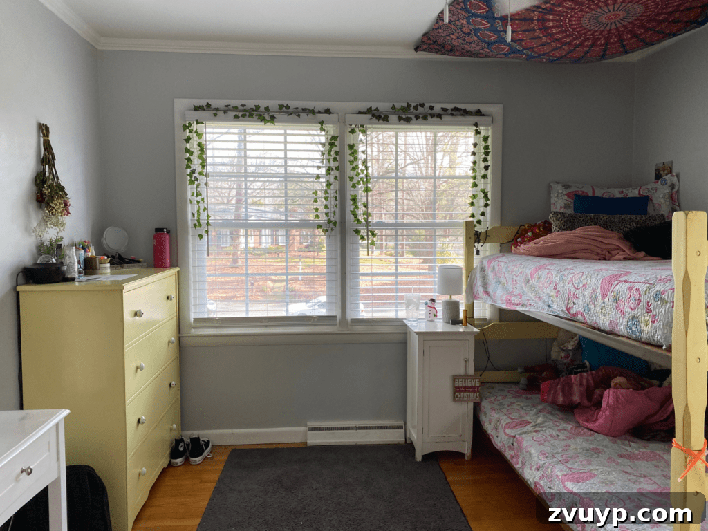 Shaping Our 2022 Home: Goals, Ideas, and Your Input 2 Planning phase of a bedroom makeover for a community member, showing an 'before' image of a typical bedroom awaiting transformation.