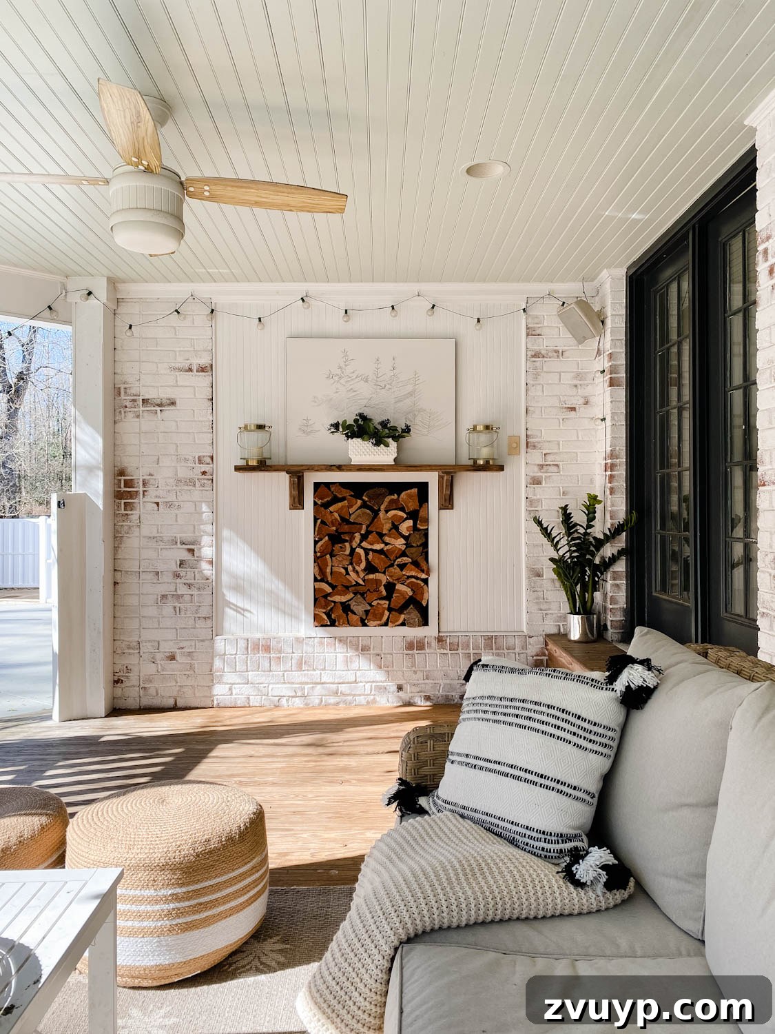 Shaping Our 2022 Home: Goals, Ideas, and Your Input 9 Back porch setting, illustrating the desired placement for a new outdoor fireplace to enhance outdoor living.