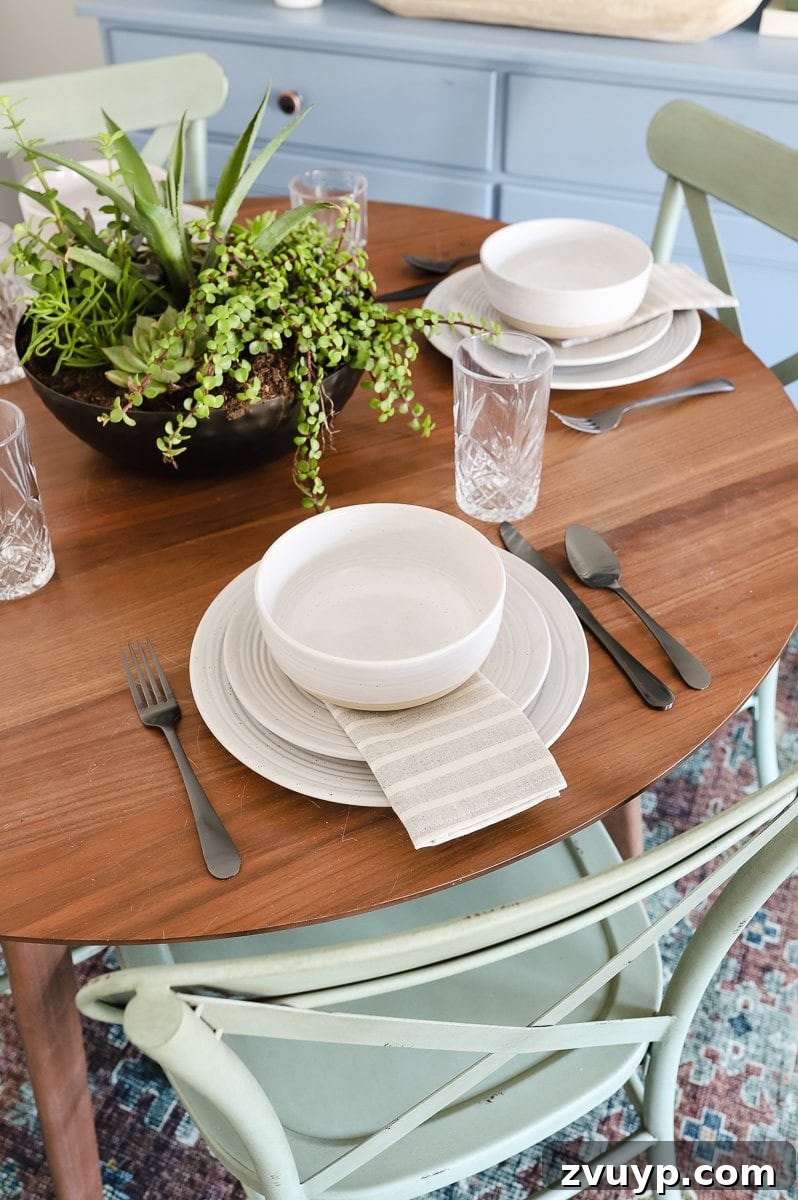 7 Instant Makeovers for Your Dining Nook 8 stoneware exposed clay dinnerware and bowl planter