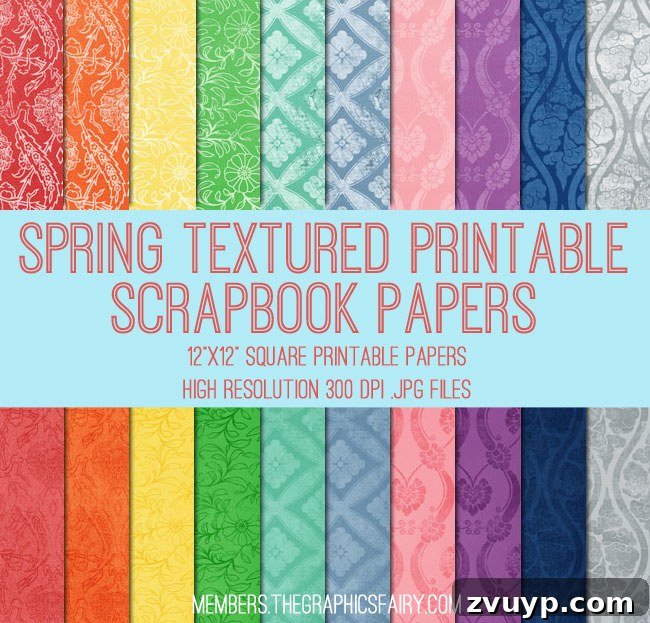 TGF Premium Delightful Spring Patterns Collection 5 Spring scrapbook papers - Beautiful printable papers perfect for crafting and scrapbooking.