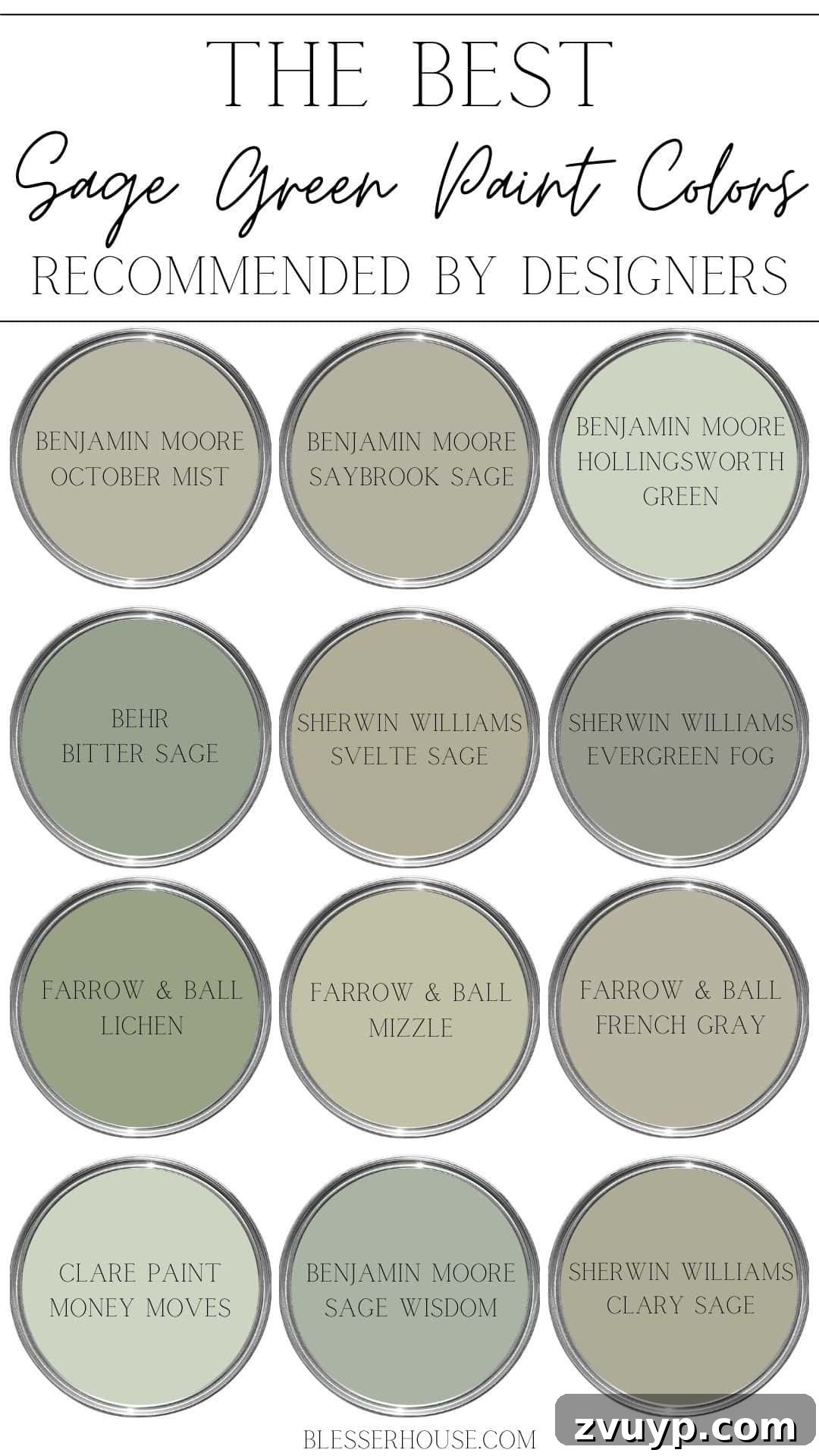 Sage Green Sanctuary: The Perfect Paint Colors for a Peaceful Retreat 2 The Best Sage Green Paint Colors Recommended by Designers for Calming Interiors