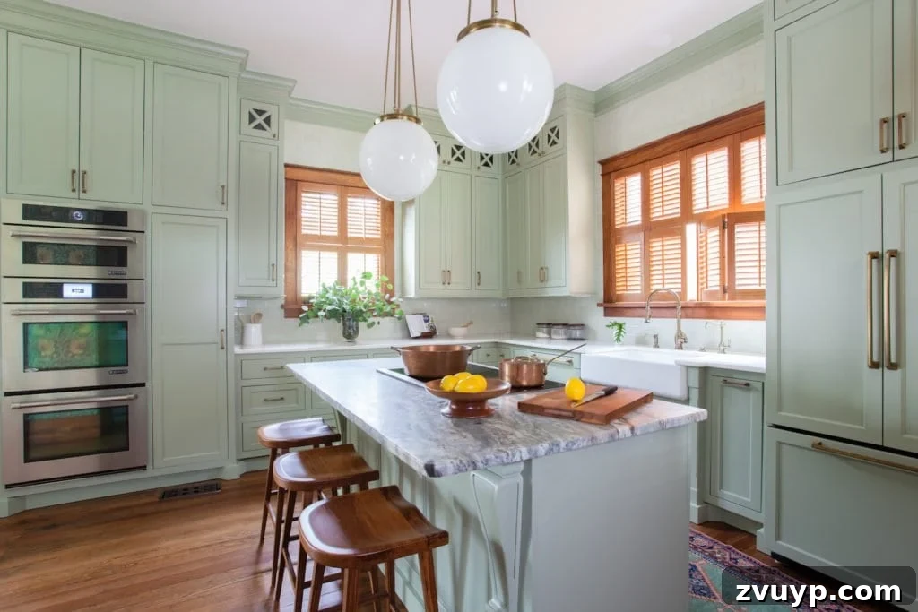 Sage Green Sanctuary: The Perfect Paint Colors for a Peaceful Retreat 15 Sherwin Williams Clary Sage kitchen, a light and bright mint green