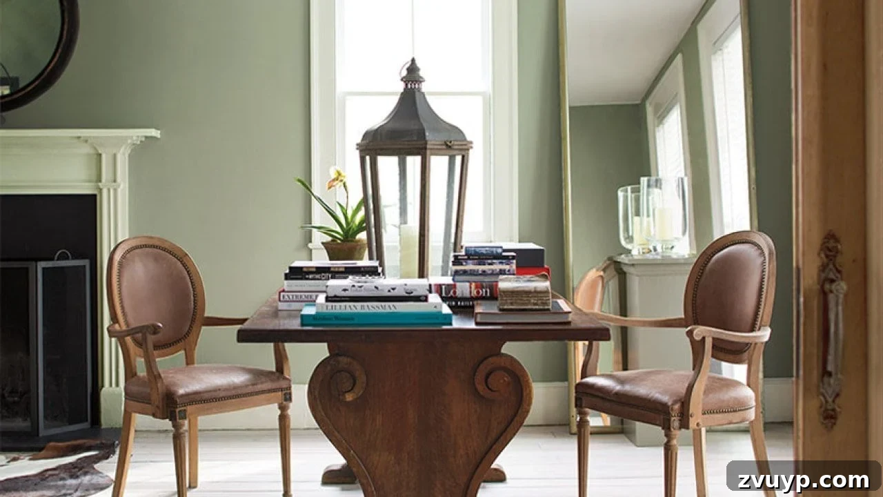 Sage Green Sanctuary: The Perfect Paint Colors for a Peaceful Retreat 5 Benjamin Moore Saybrook Sage, an earthy and warm sage green paint