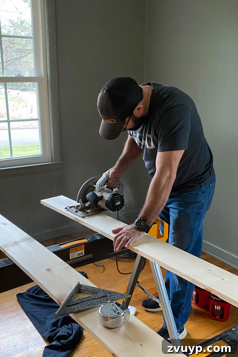 DIY Faux Wall Planks Whole Room Makeover for 20 Dollars 7 cutting boards to use as spacers