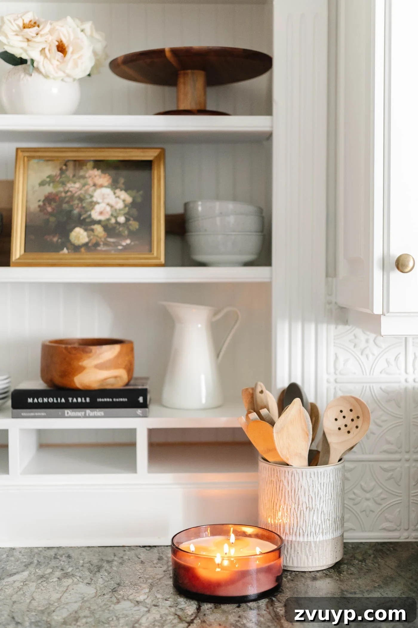A Lover's Morning Board 12 simple kitchen shelves with candle