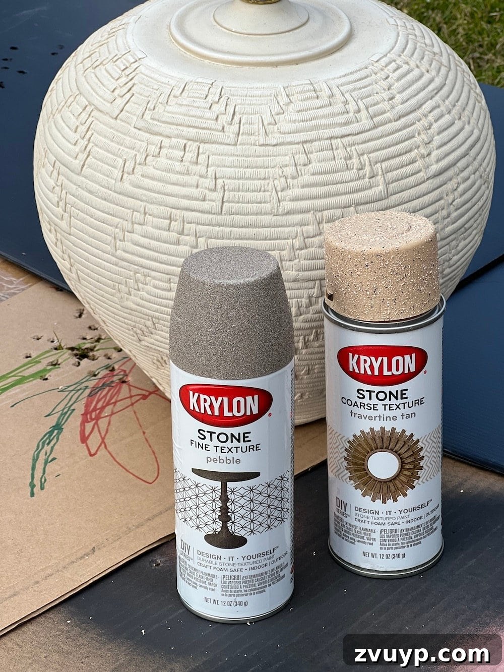 DIY Rustic Table Lamp Makeover: Create Inexpensive Designer Dupes 5 making a rustic table lamp designer dupe using stone textured spray paint