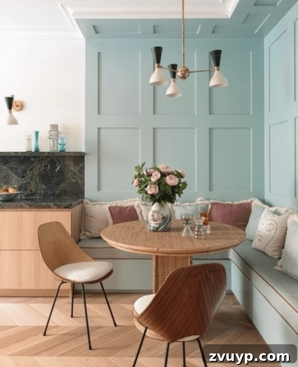 Phase One Kitchen Refresh: Charming Breakfast Nook Inspiration 17 Let Wall Molding Steal the Show in a Kitchen Nook