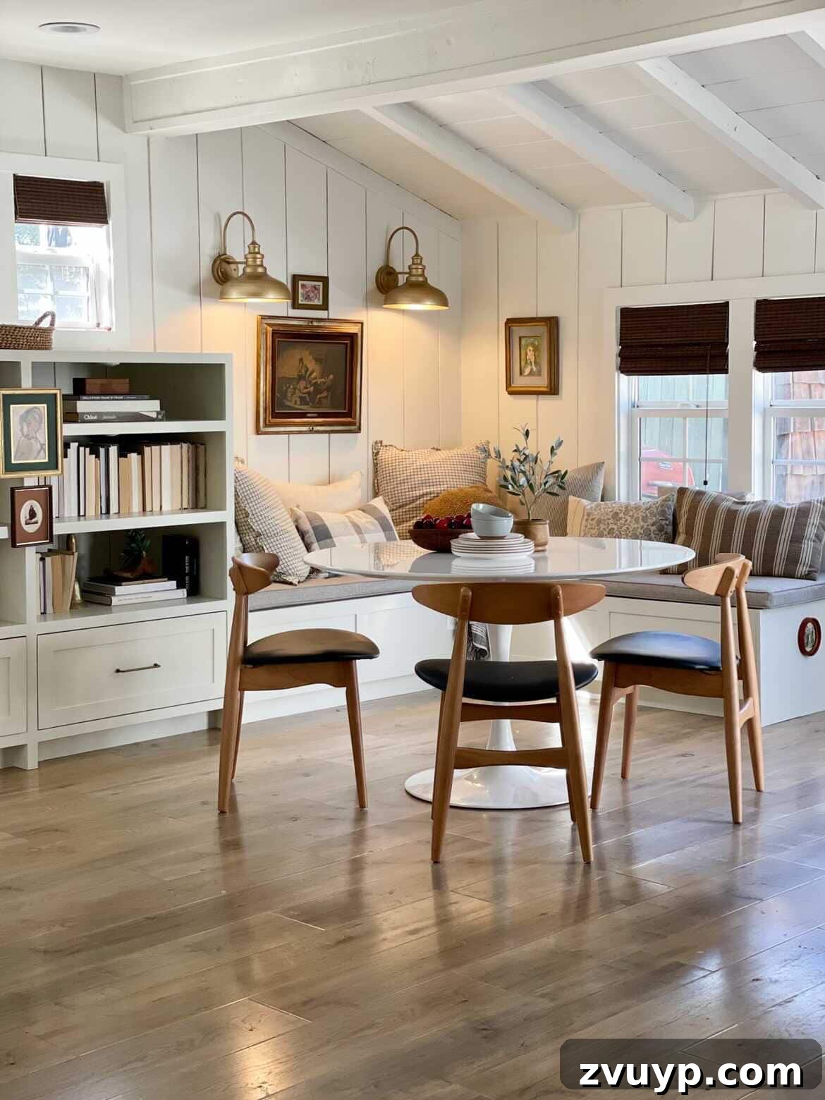Phase One Kitchen Refresh: Charming Breakfast Nook Inspiration 28 Nestle a Built In Bench Next to a Bookshelf