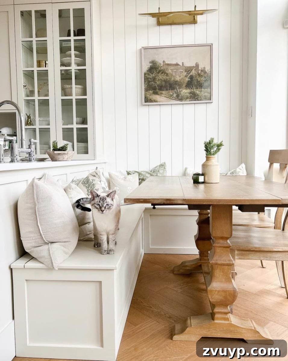 Phase One Kitchen Refresh: Charming Breakfast Nook Inspiration 6 Use a Kitchen Island as a Banquette Back