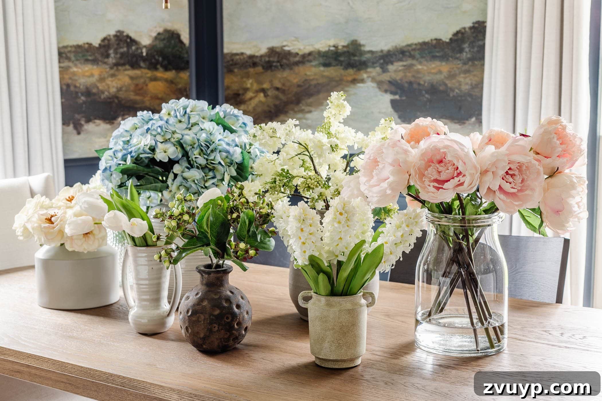 Flawless Fakes: The Secret to Finding Real-Looking Artificial Flowers 2 fake flowers in vases on a table, showcasing realistic artificial blooms