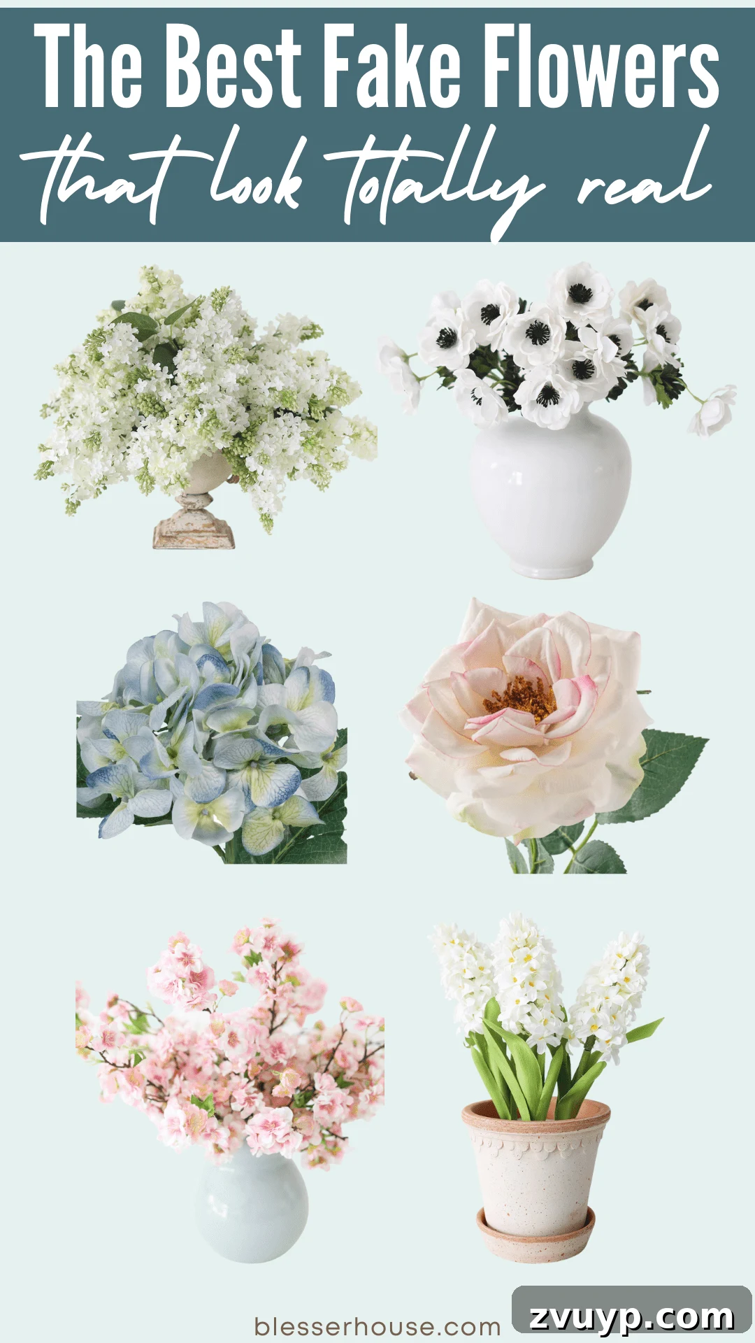Flawless Fakes: The Secret to Finding Real-Looking Artificial Flowers 6 fake flowers that look real, featuring various types of artificial blooms