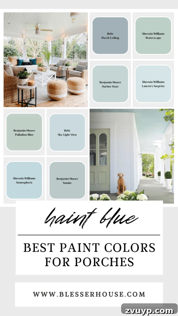 Tiny Porch, Big Curb Appeal: 6 Budget-Friendly Upgrades 13 swatches and examples of haint blue paint colors for porch ceilings