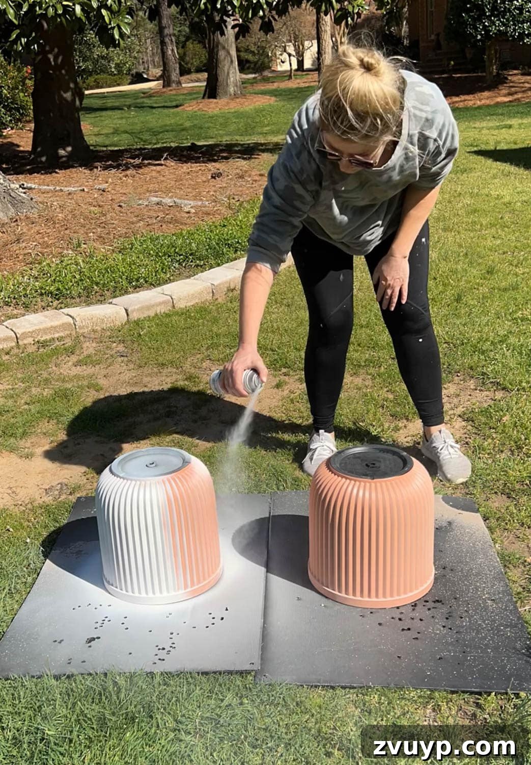 DIY Faux Concrete Planters: The Spray Paint Secret 4 priming outdoor planters