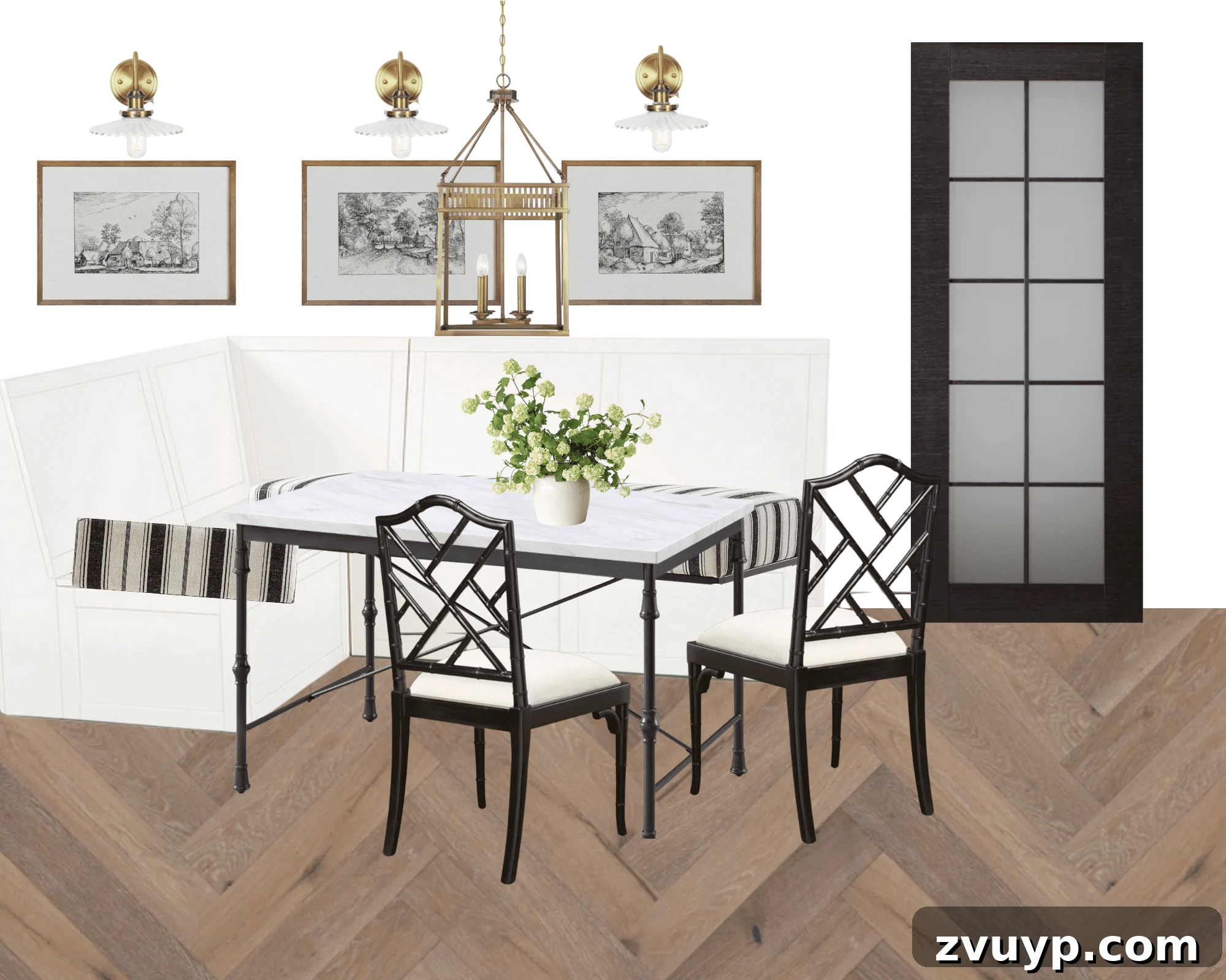 Breakfast Nook Transformation: Layout Redesign and Renovation Progress 9 breakfast nook banquette white - modern Parisian style