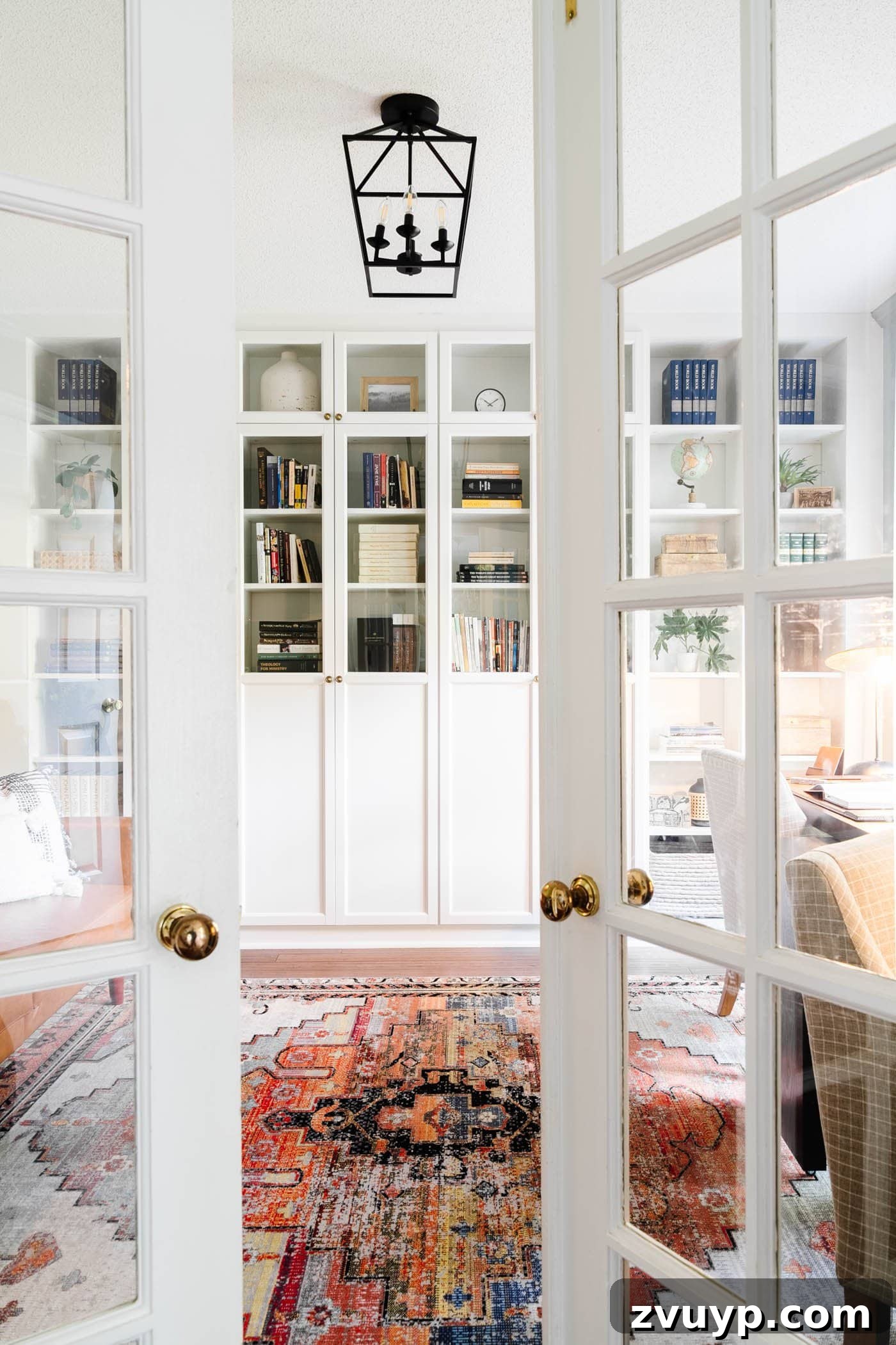 Elevate Your Home Office Setup Smart Tips Plus Full Reveal 18 home office with French doors and built in IKEA shelves
