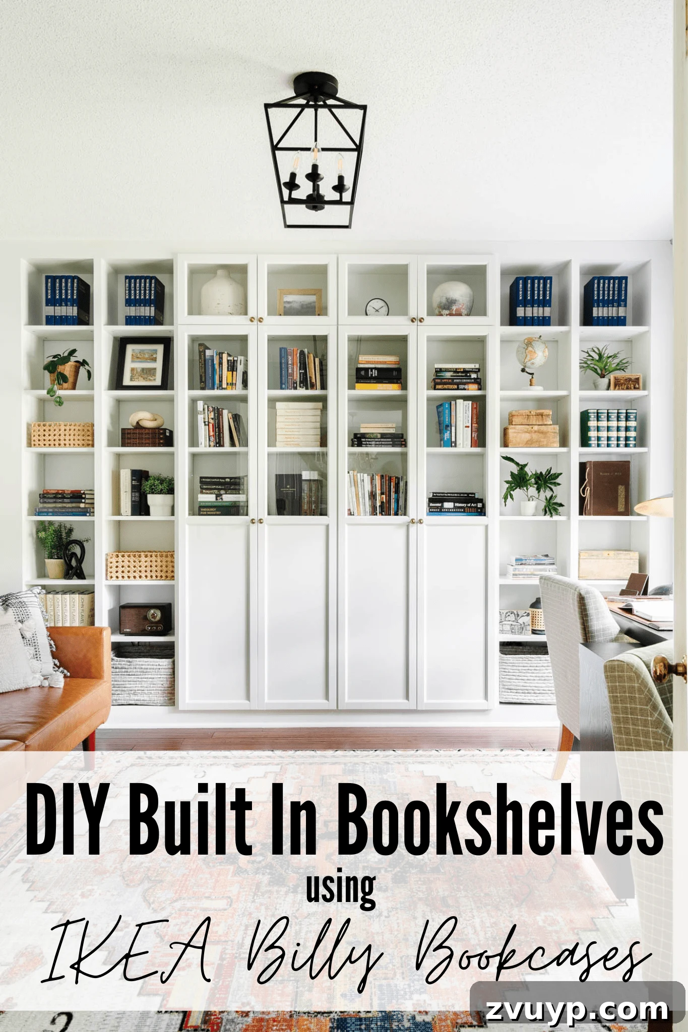 The IKEA Billy Hack: Custom Built-In Bookshelves Made Easy 2 home office DIY built in bookshelves using the IKEA Billy Bookcase hack