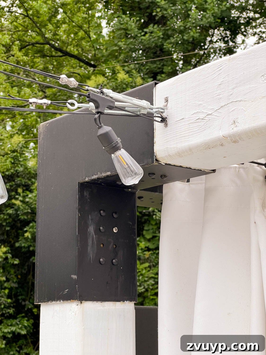 No Poles, No Problem: Creative Ways to Hang Backyard String Lights 43 hanging lights from a pergola using cables