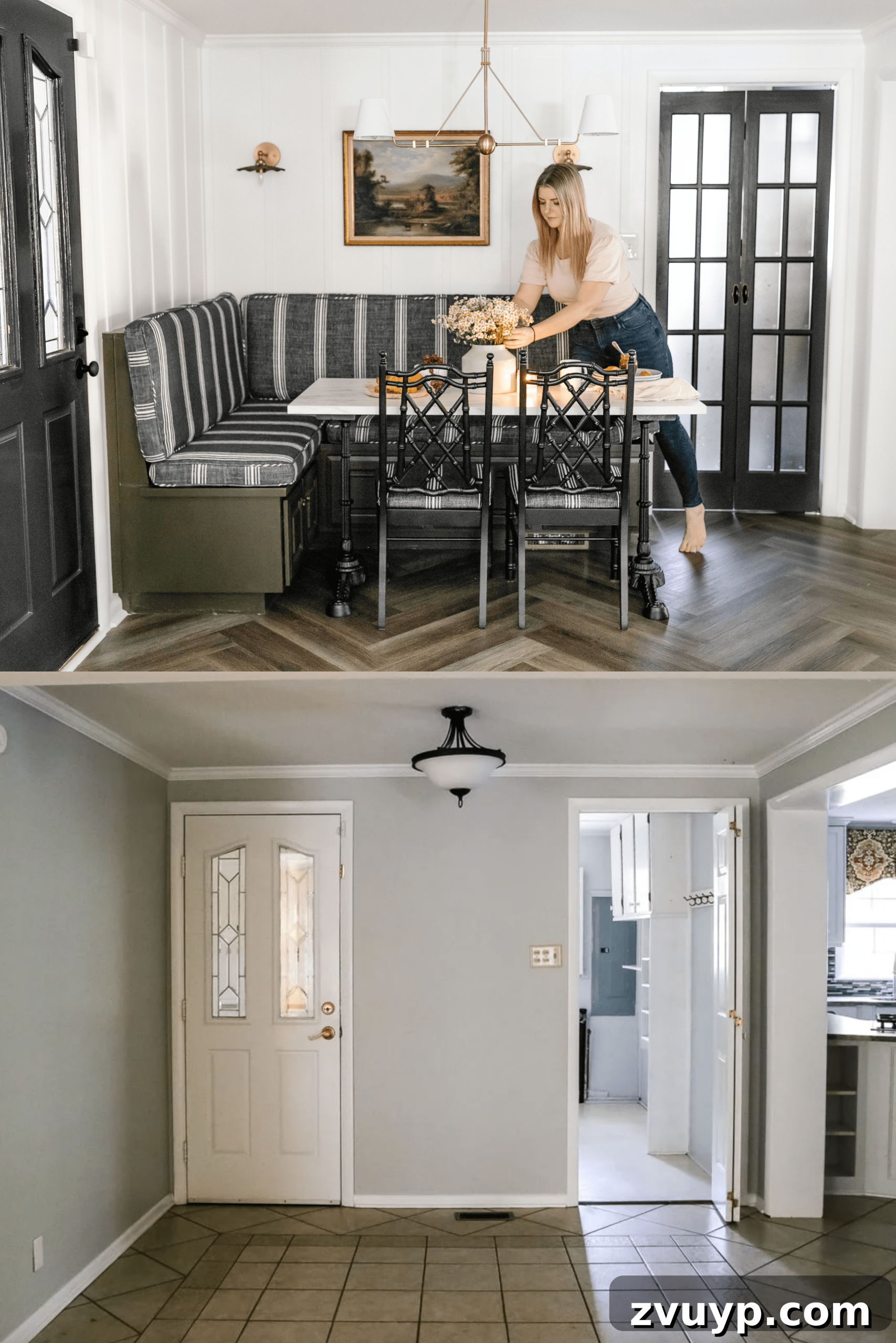 Corner Kitchen Refresh From Dated to Dazzling 2 breakfast nook before and after