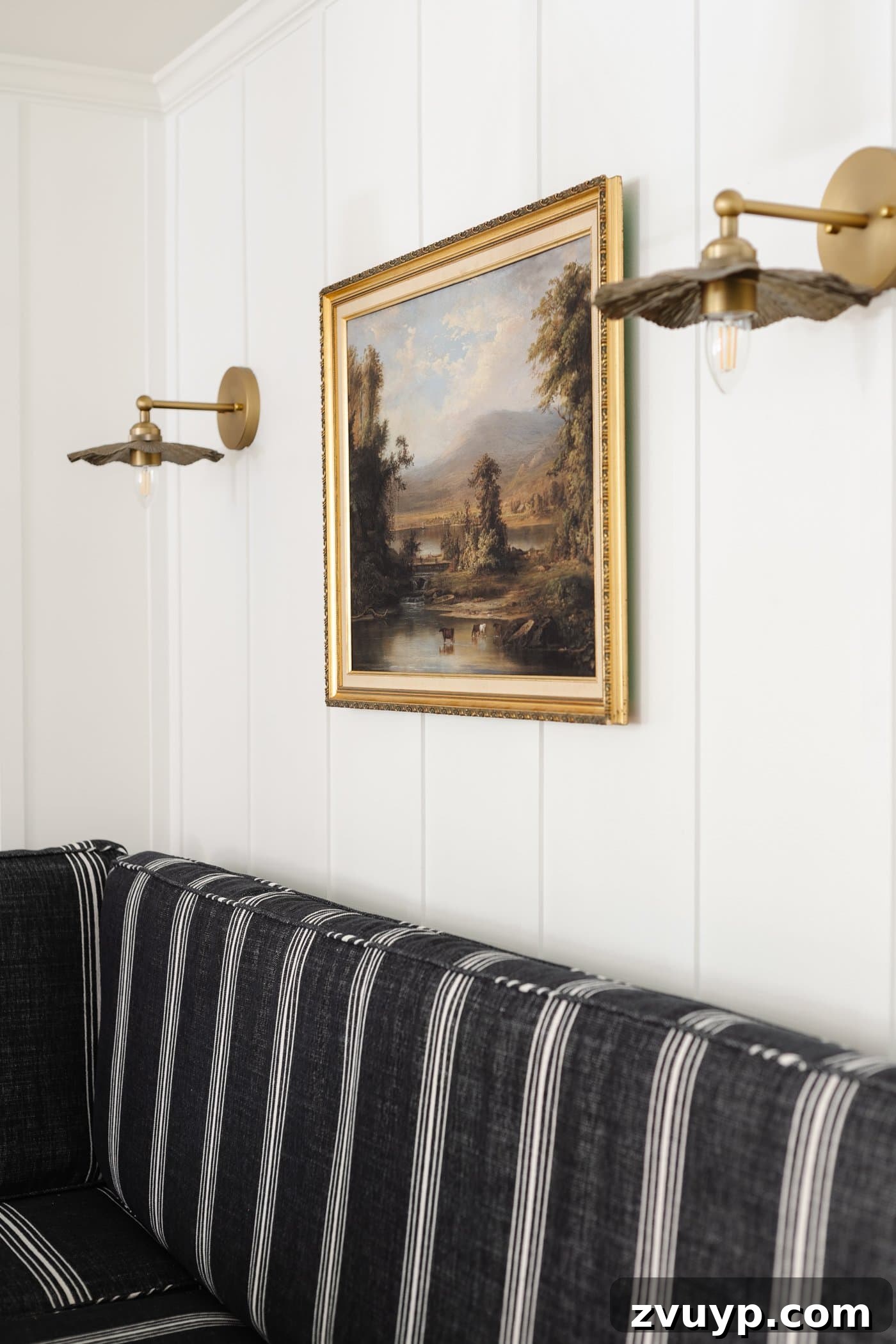 Corner Kitchen Refresh From Dated to Dazzling 14 vintage art in a thrift store frame on a batten wall