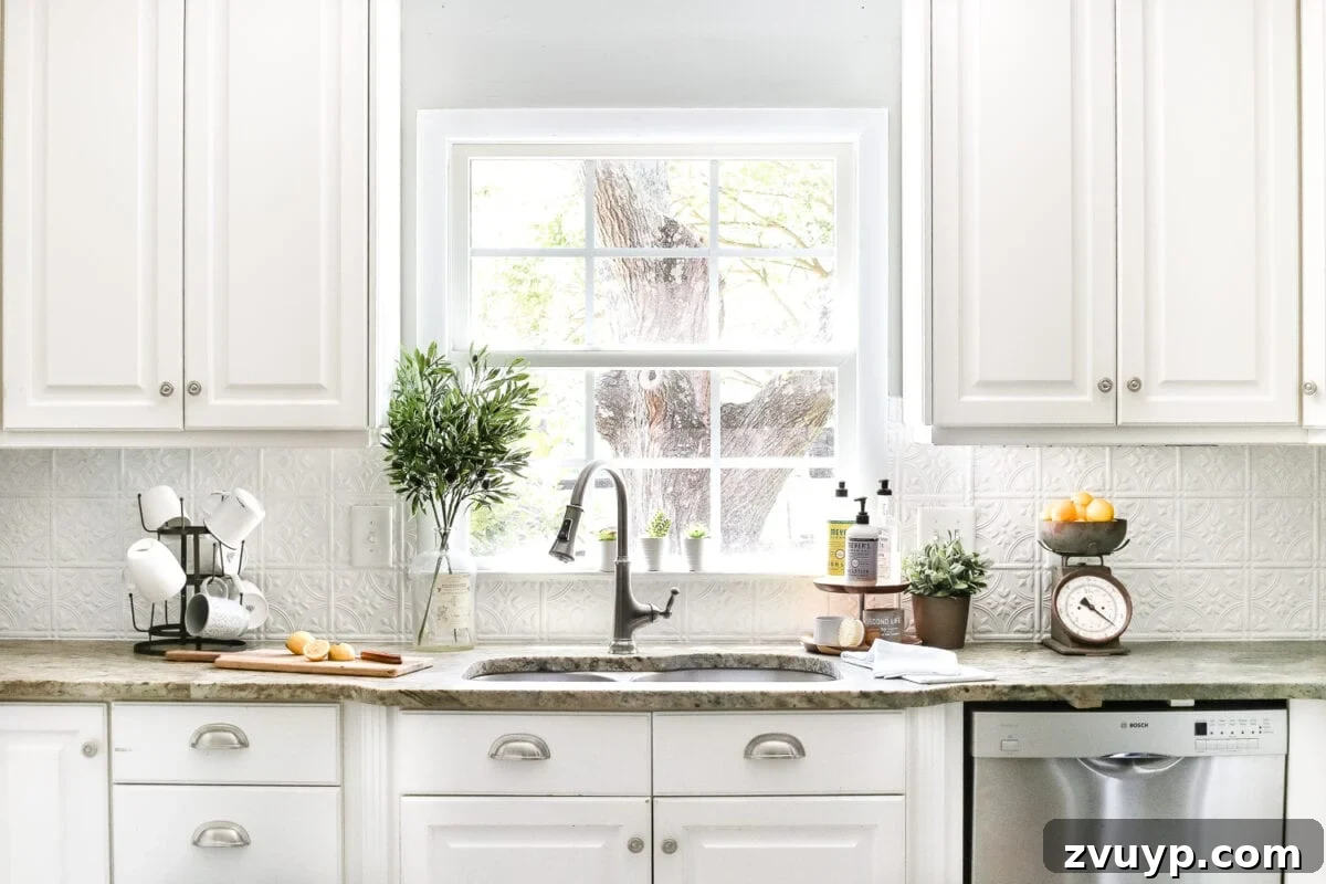 Corner Kitchen Refresh From Dated to Dazzling 23 kitchen before with white cabinets, showing the original backsplash
