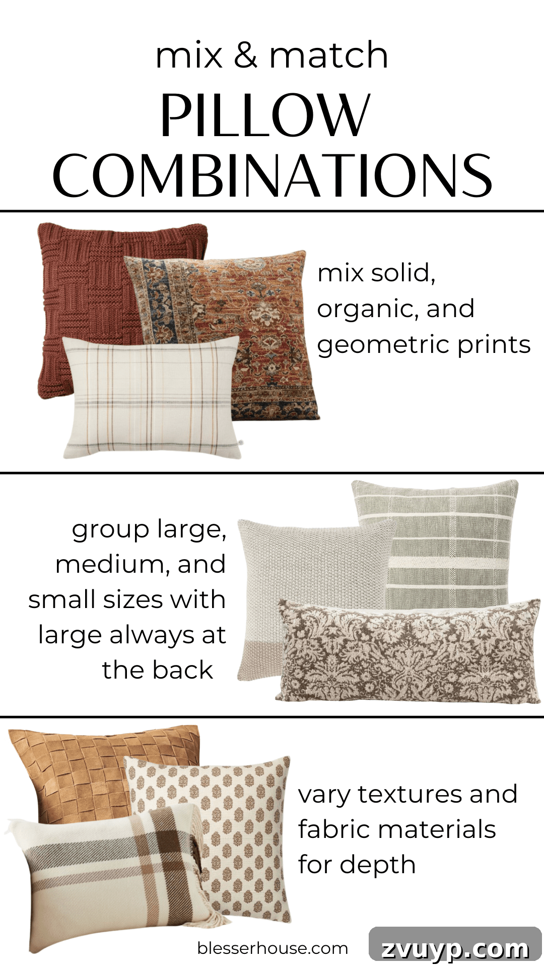 how to mix and match pillow combinations