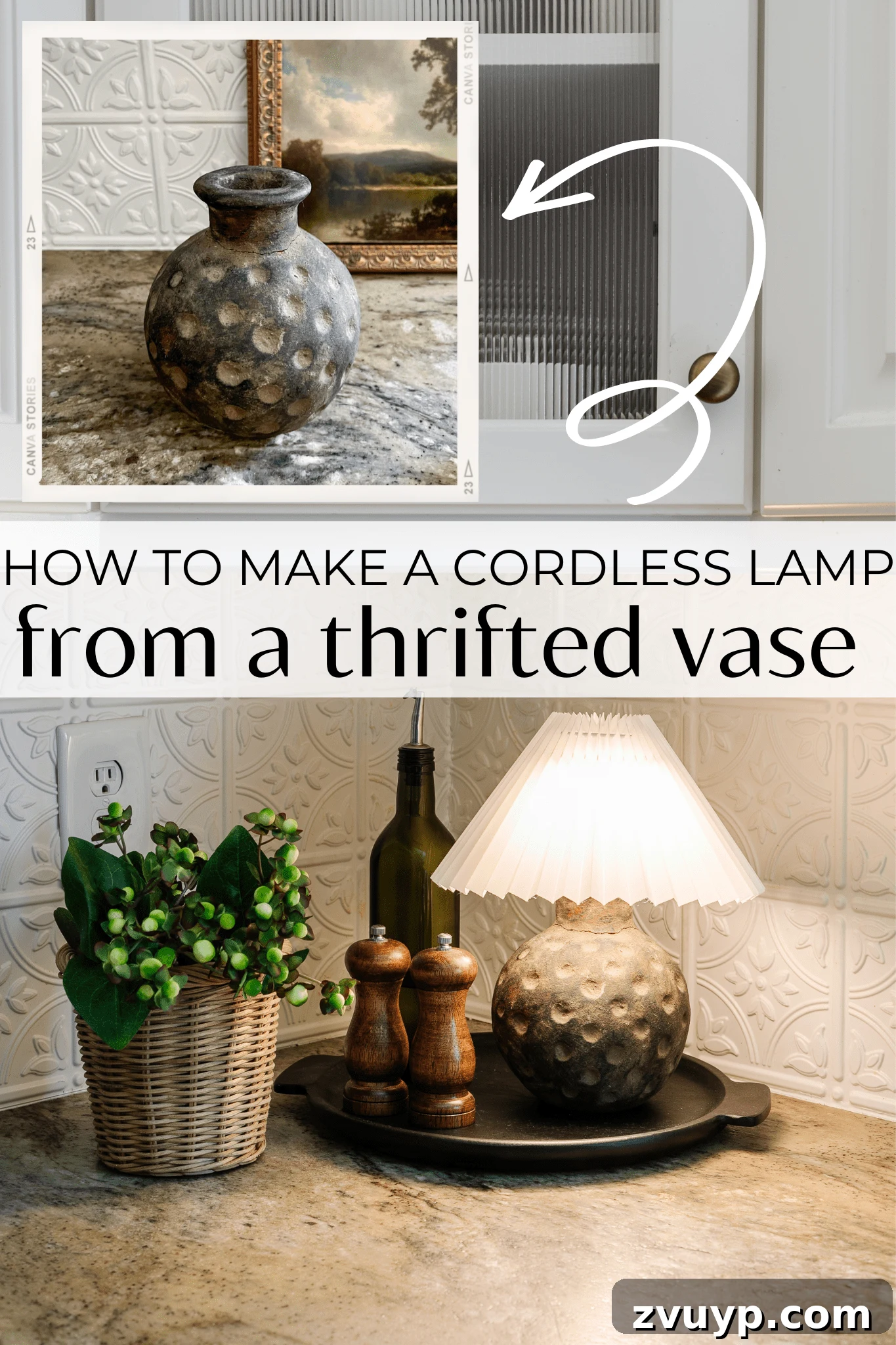 Vase to Lamp Cordless Terracotta Project 2 cordless diy lamp using a thrifted vase
